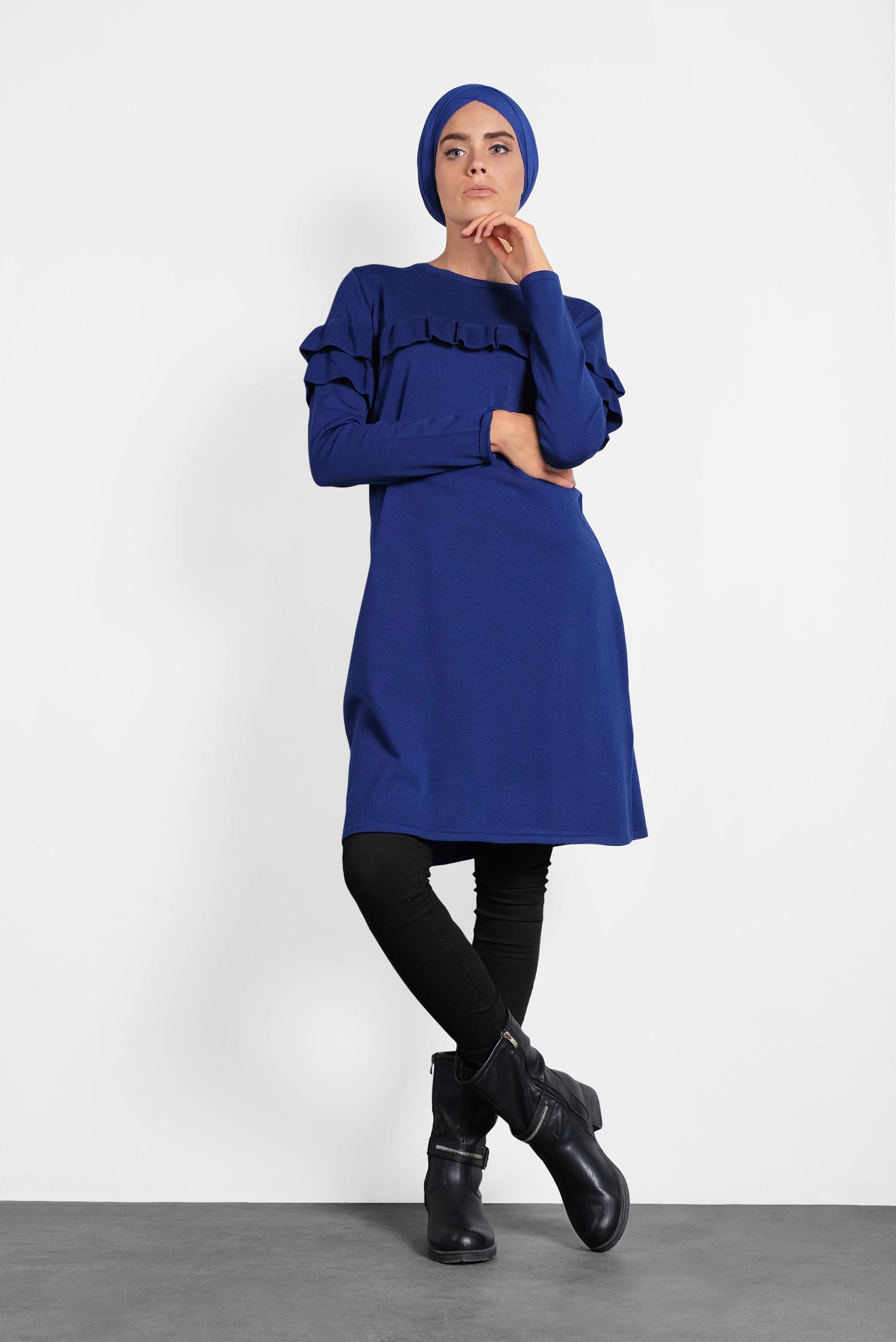 Tesettür giyim LACİVERT FIRFIRLI TRİKO TUNİK  40003 