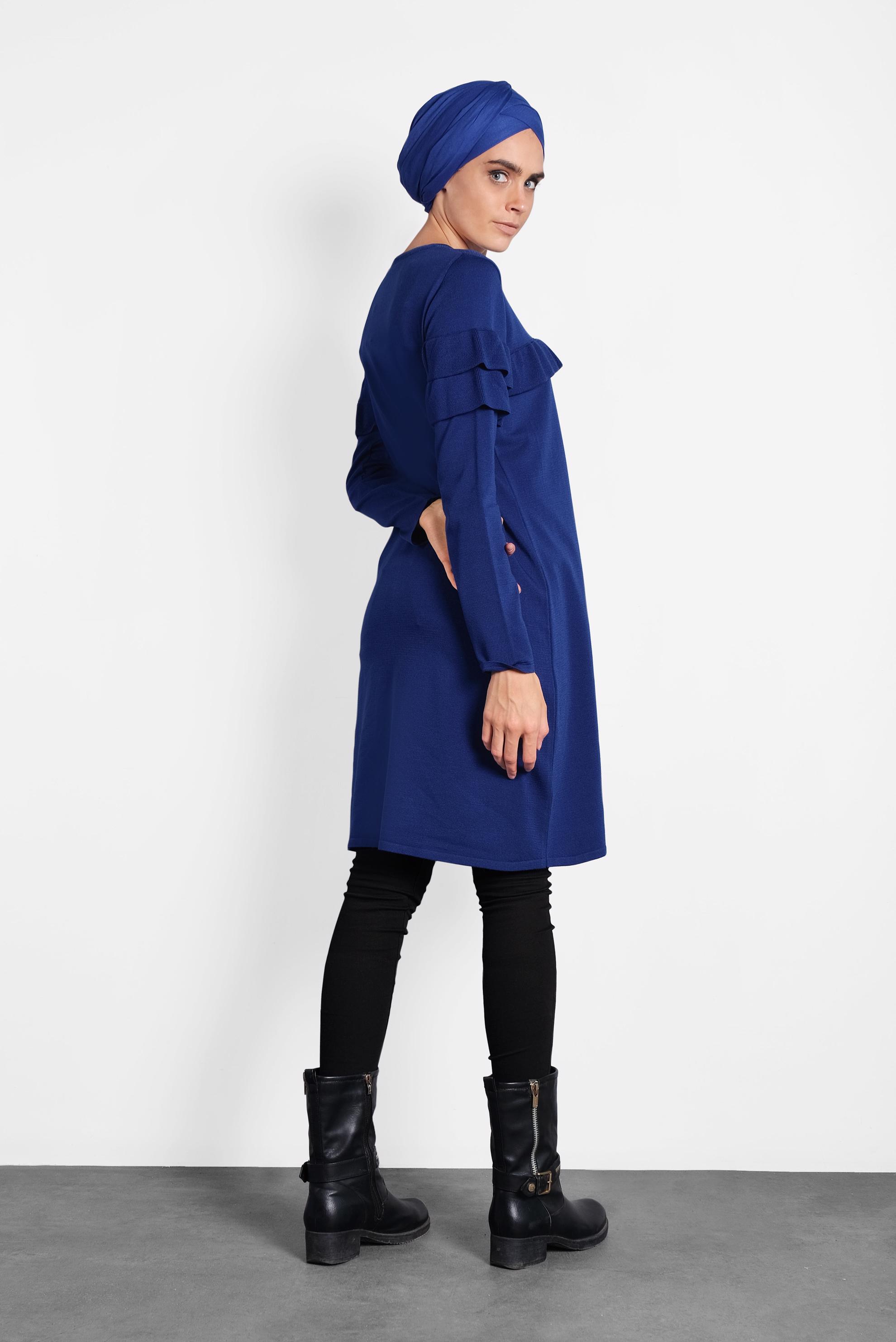 Tesettür giyim LACİVERT FIRFIRLI TRİKO TUNİK  40003 