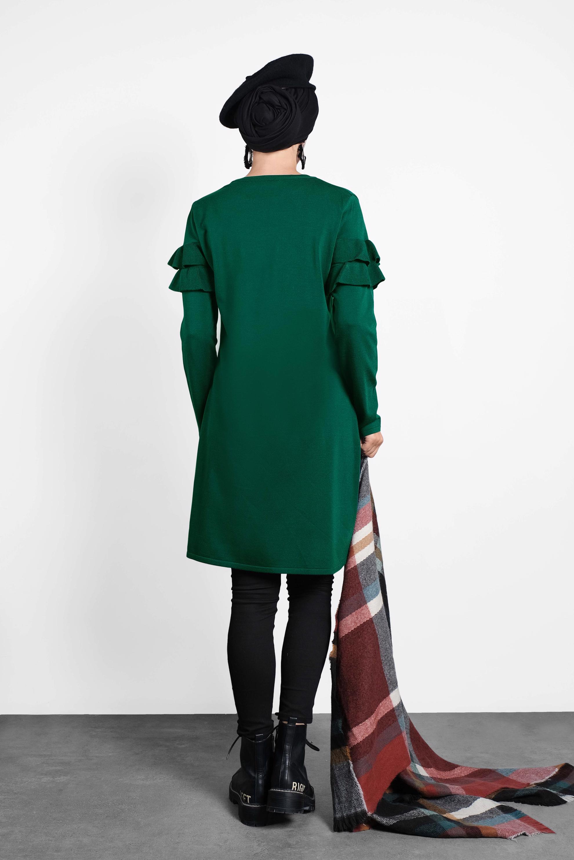 Tesettür giyim YEŞİL FIRFIRLI TRİKO TUNİK  40003 