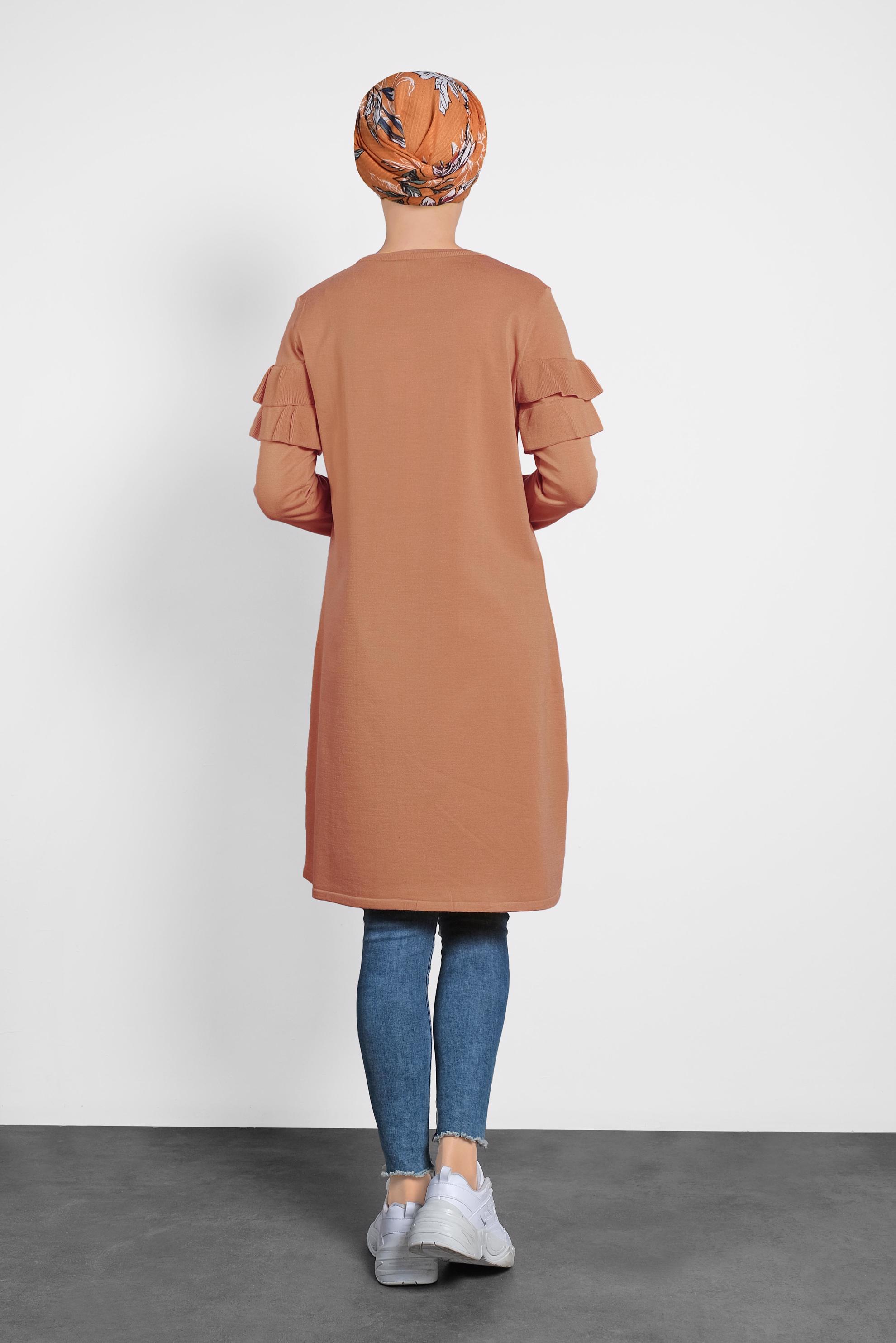 Tesettür giyim PEMBE FIRFIRLI TRİKO TUNİK  40003 