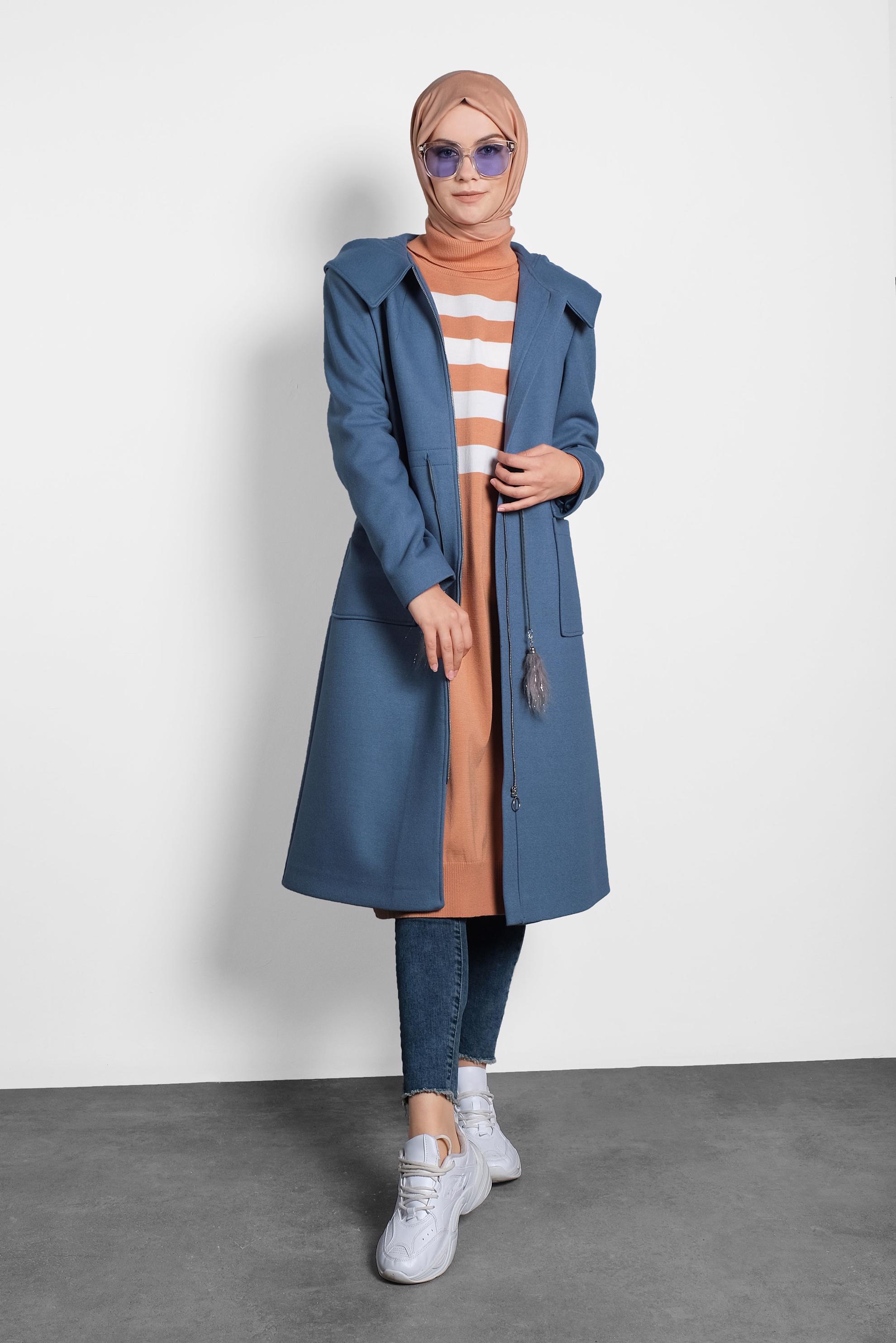 Tesettür giyim PEMBE BİSHOP-KOL ŞERİTLİ TRİKO TUNİK 40004 