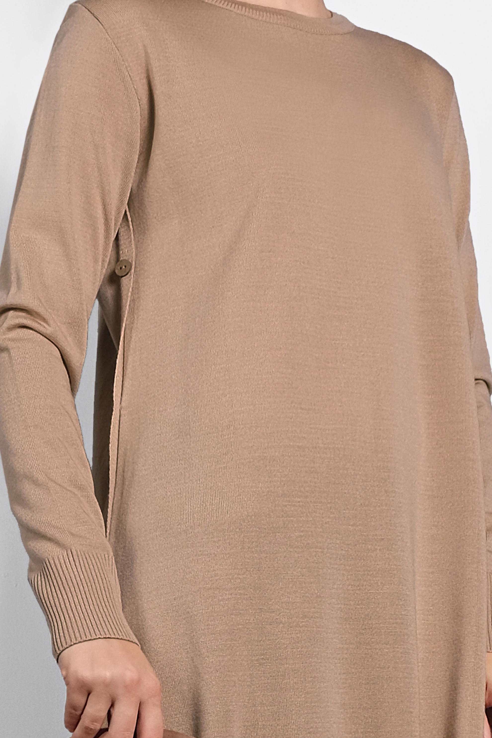 Tesettür giyim KAHVE YANLARI DÜĞMELİ TRİKO TUNİK 40005