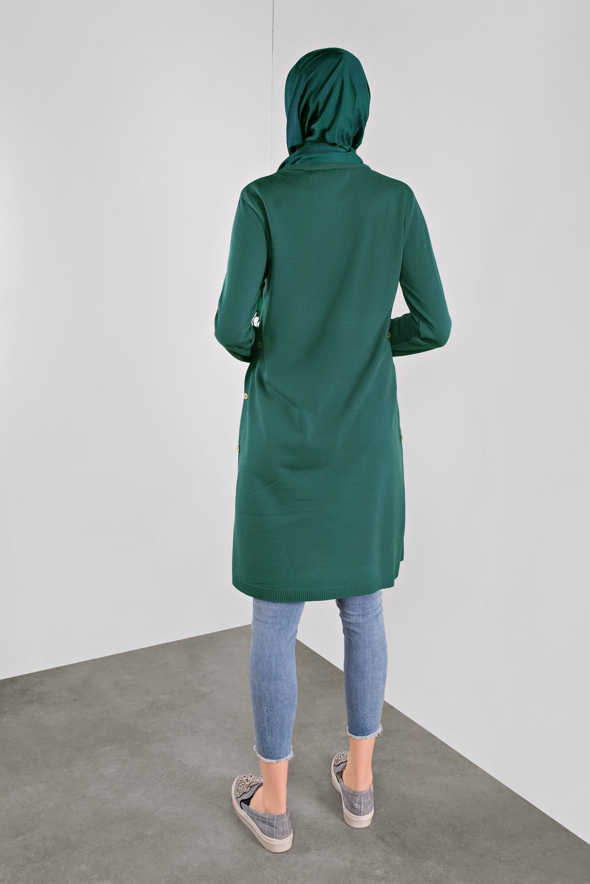 Tesettür giyim MAVİ YANLARI DÜĞMELİ TRİKO TUNİK 40005