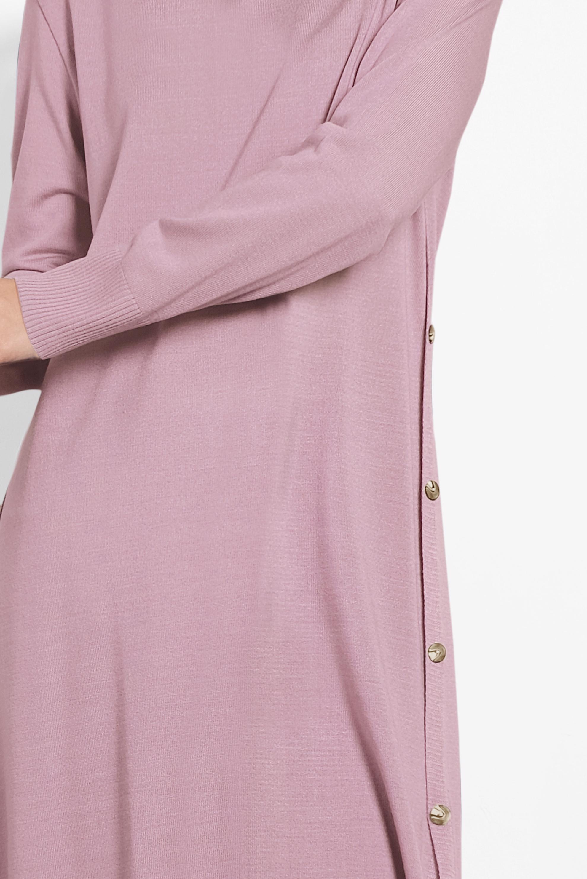 Tesettür giyim PUDRA YANLARI DÜĞMELİ TRİKO TUNİK 40005