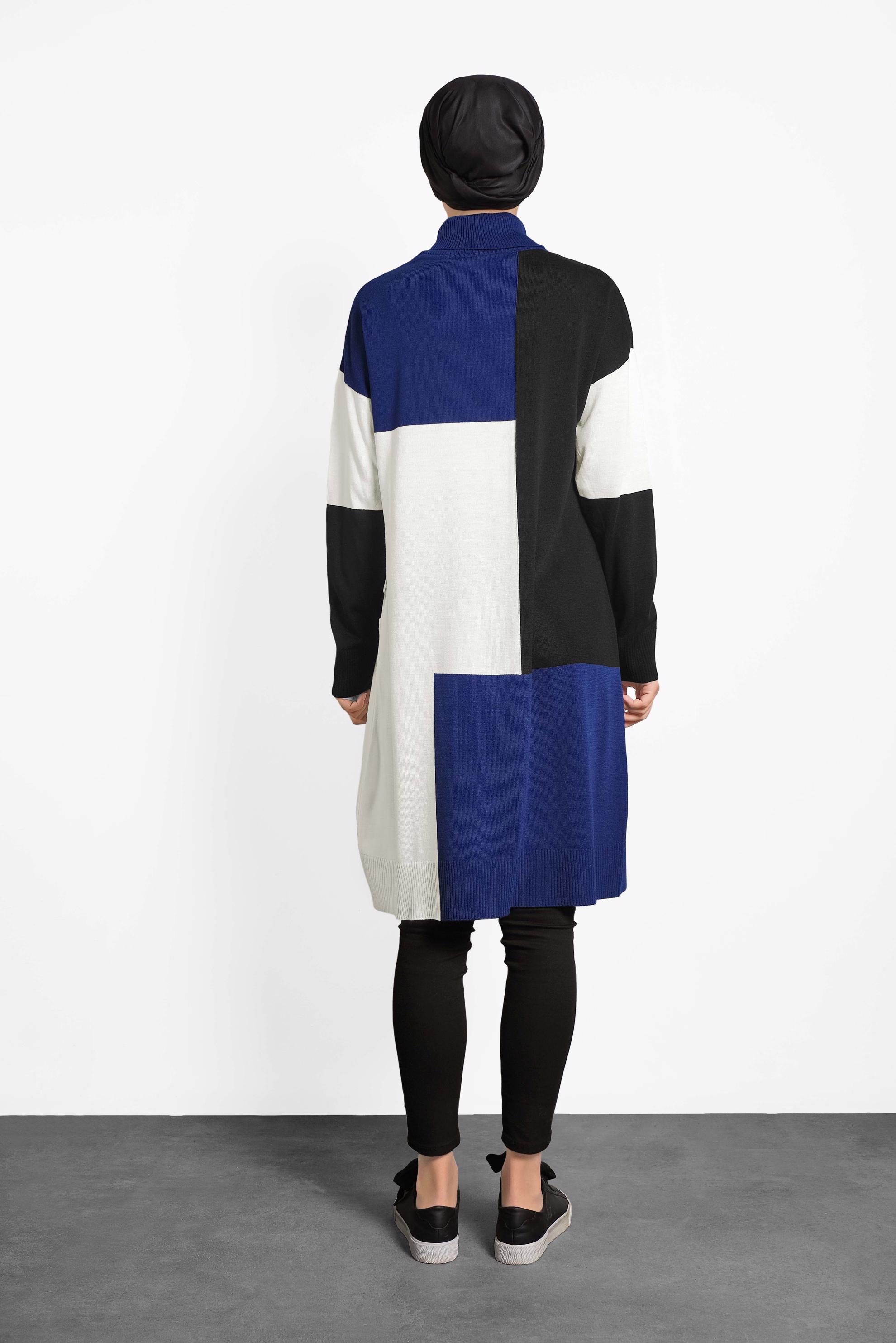 Tesettür giyim LACİVERT BALIKÇI YAKA TRİKO TUNİK 40008 