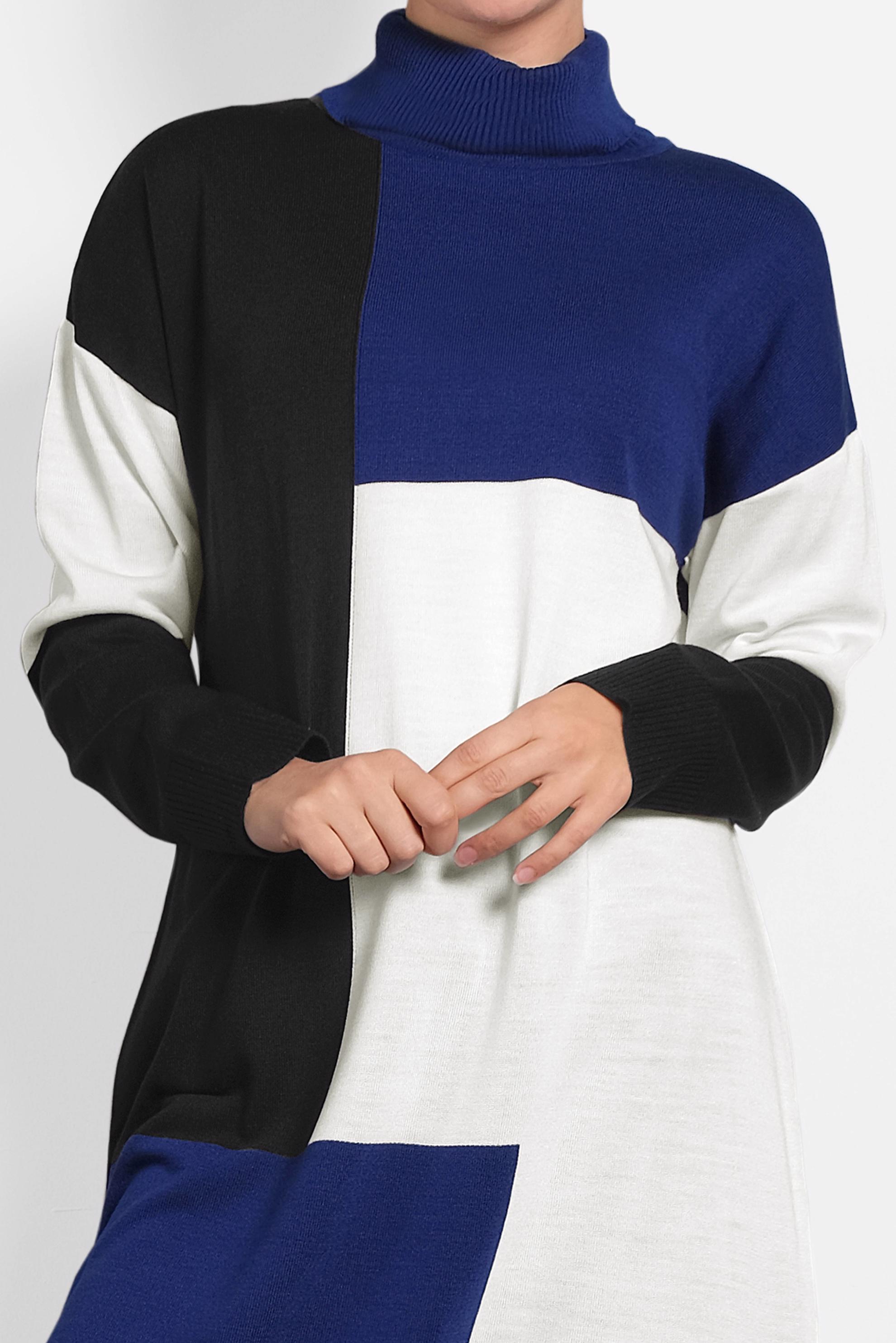 Tesettür giyim LACİVERT BALIKÇI YAKA TRİKO TUNİK 40008 