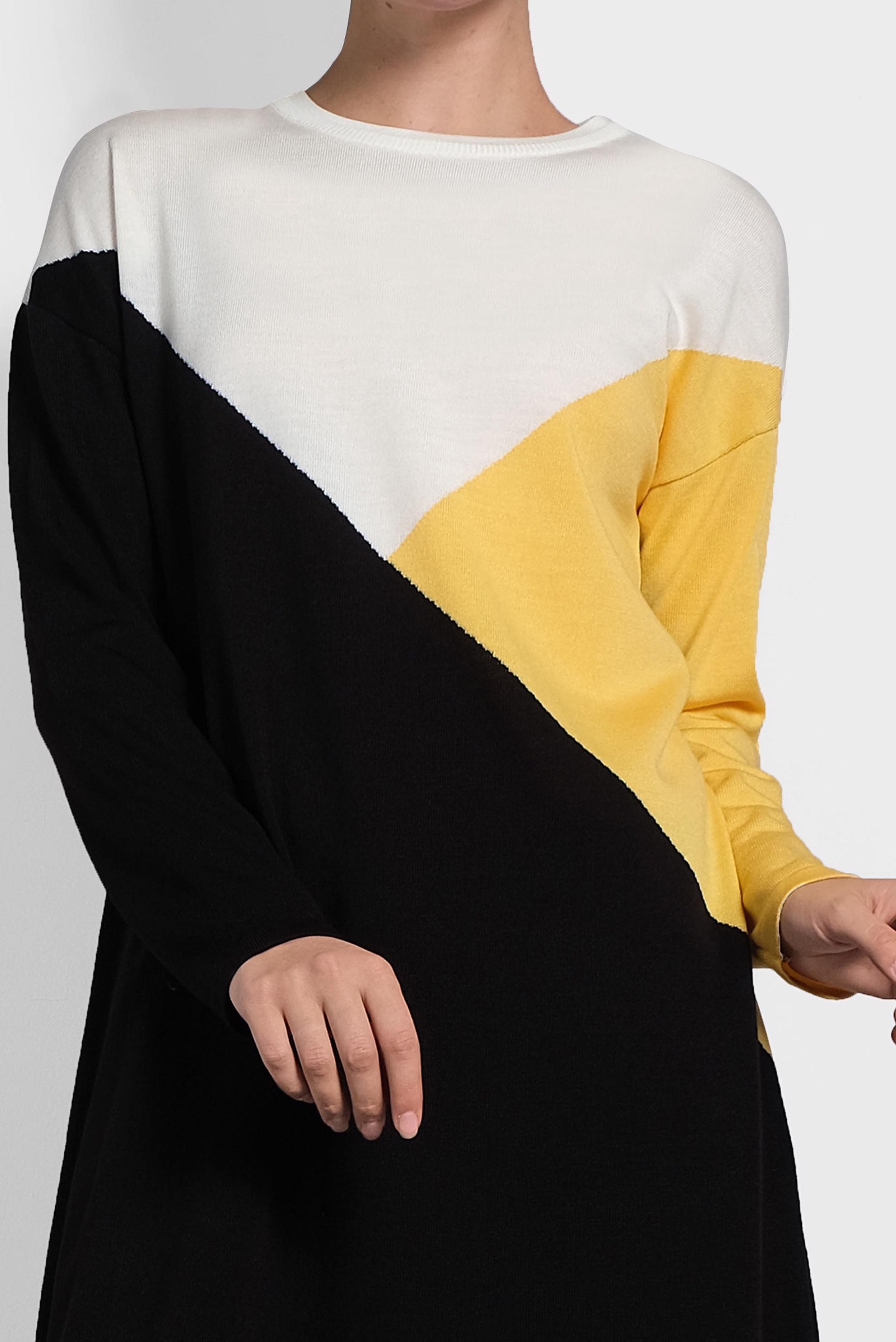 Tesettür giyim SİYAH ÜÇ RENKLİ TRİKO TUNİK 40010