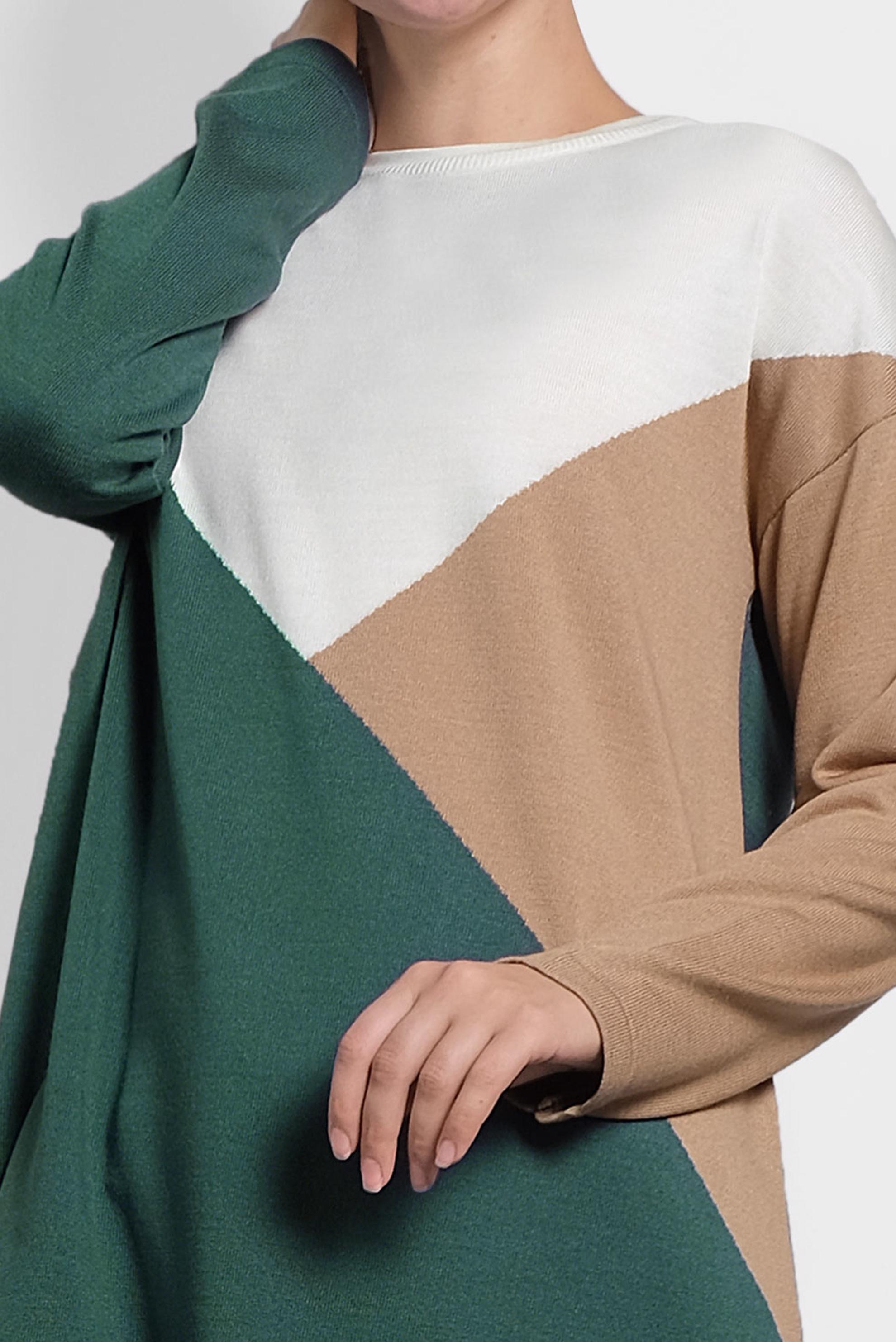 Tesettür giyim MAVİ ÜÇ RENKLİ TRİKO TUNİK 40010