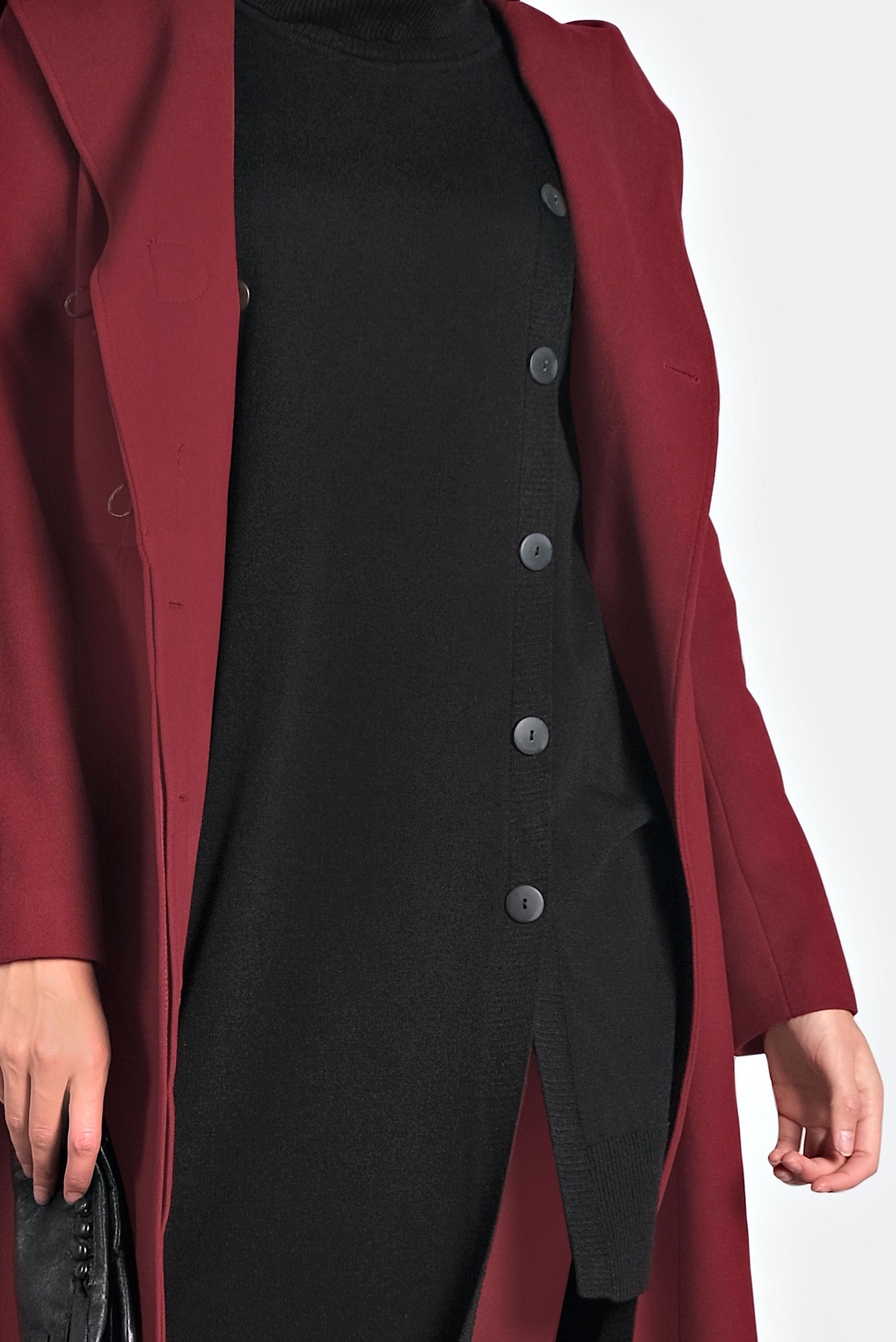 Tesettür giyim SİYAH BALIKÇI YAKA DÜĞMELİ TRİKO TUNİK 40016 