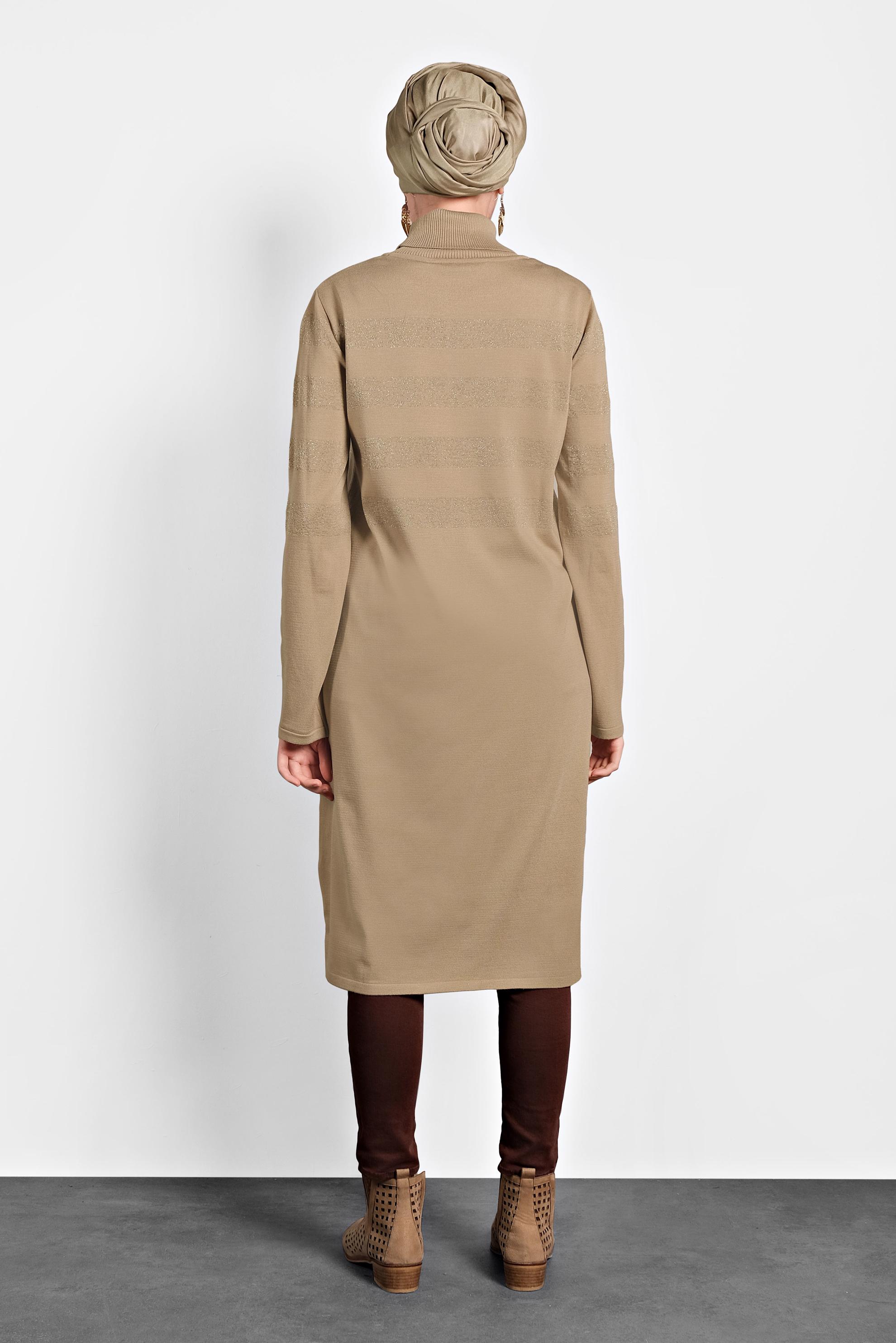 Tesettür giyim KAHVE SİM DETAYLI TRİKO TUNİK 40020