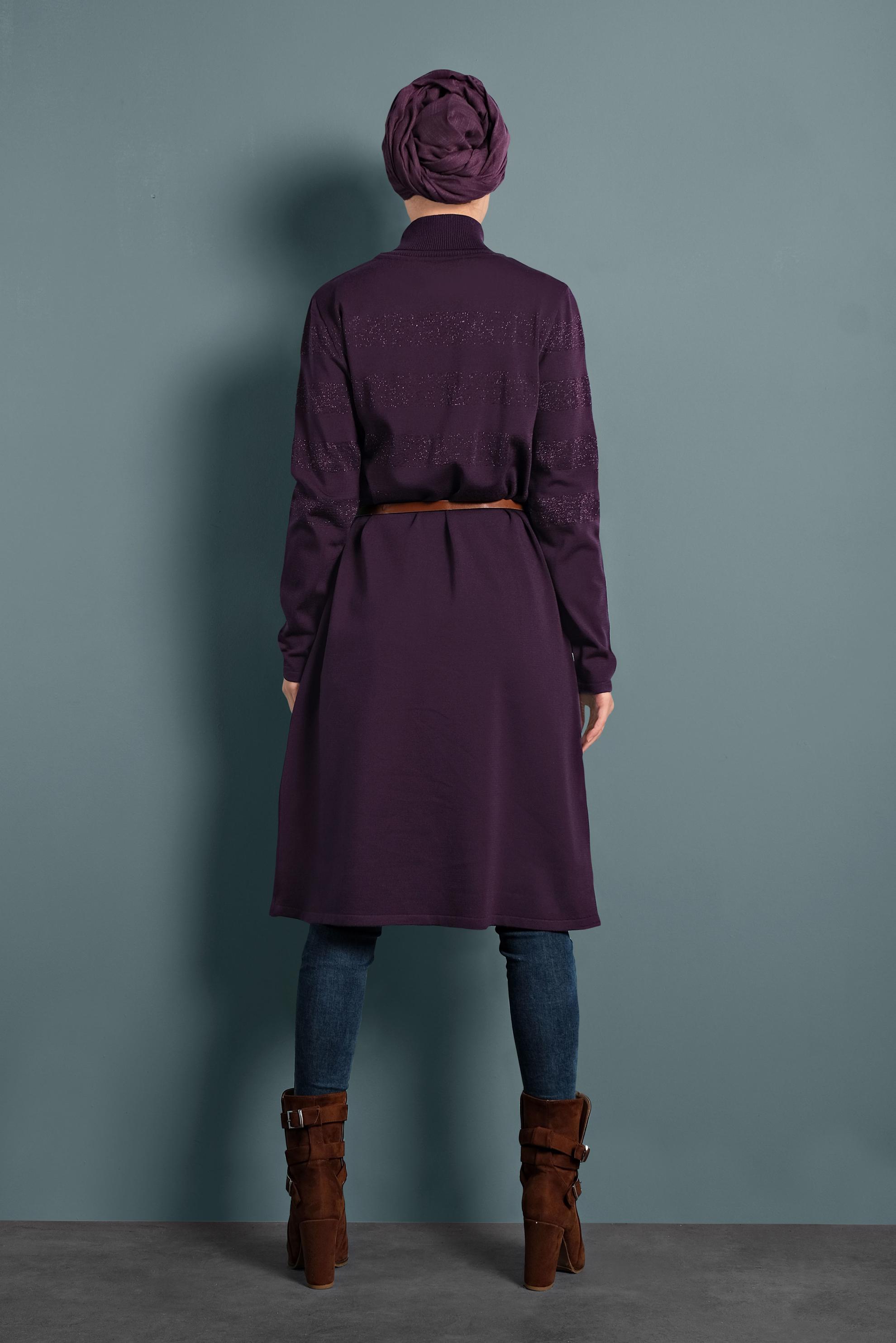 Tesettür giyim MÜRDÜM SİM DETAYLI TRİKO TUNİK 40020