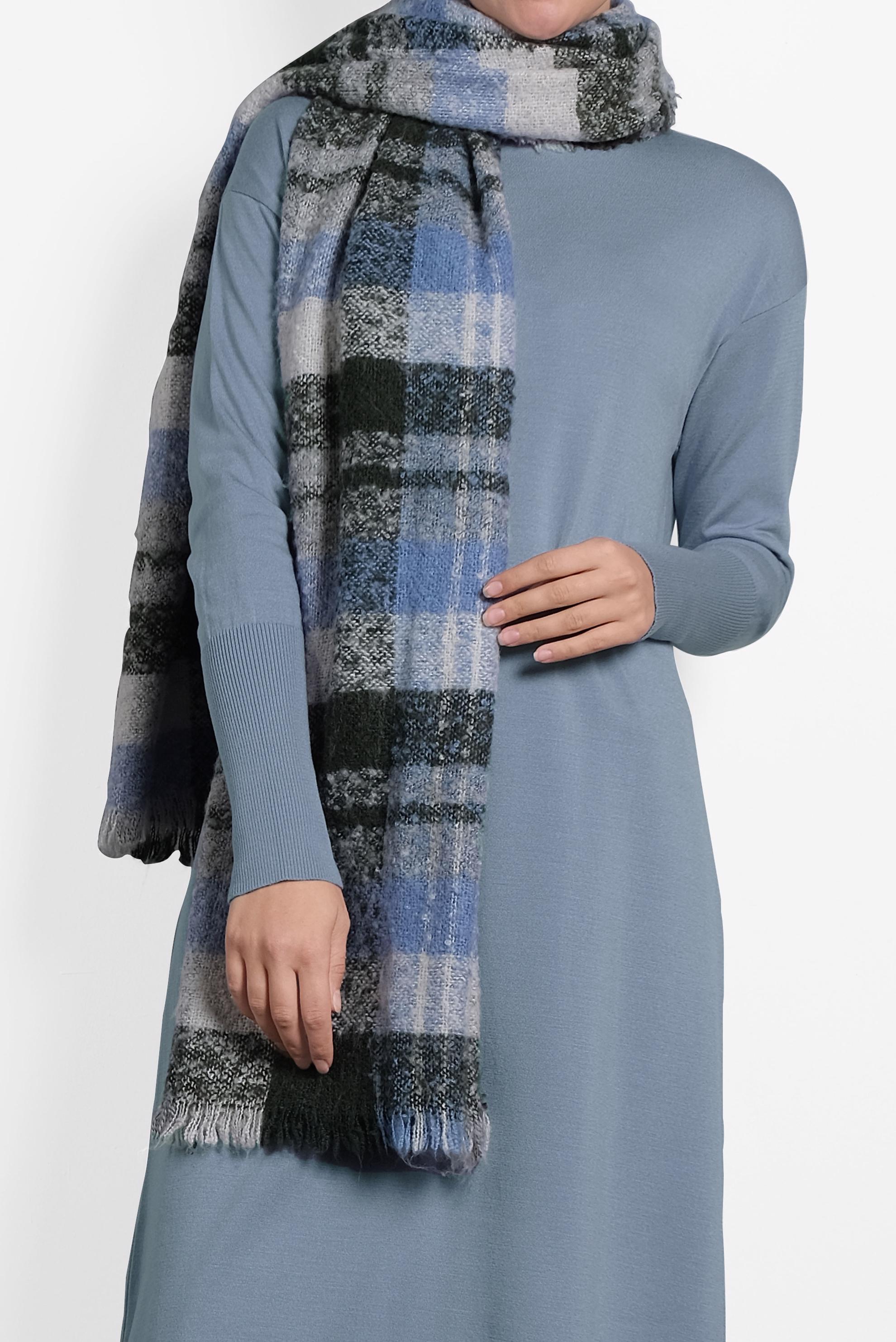 Tesettür giyim MAVİ BALIKÇI YAKA UZUN TRİKO TUNİK 40022