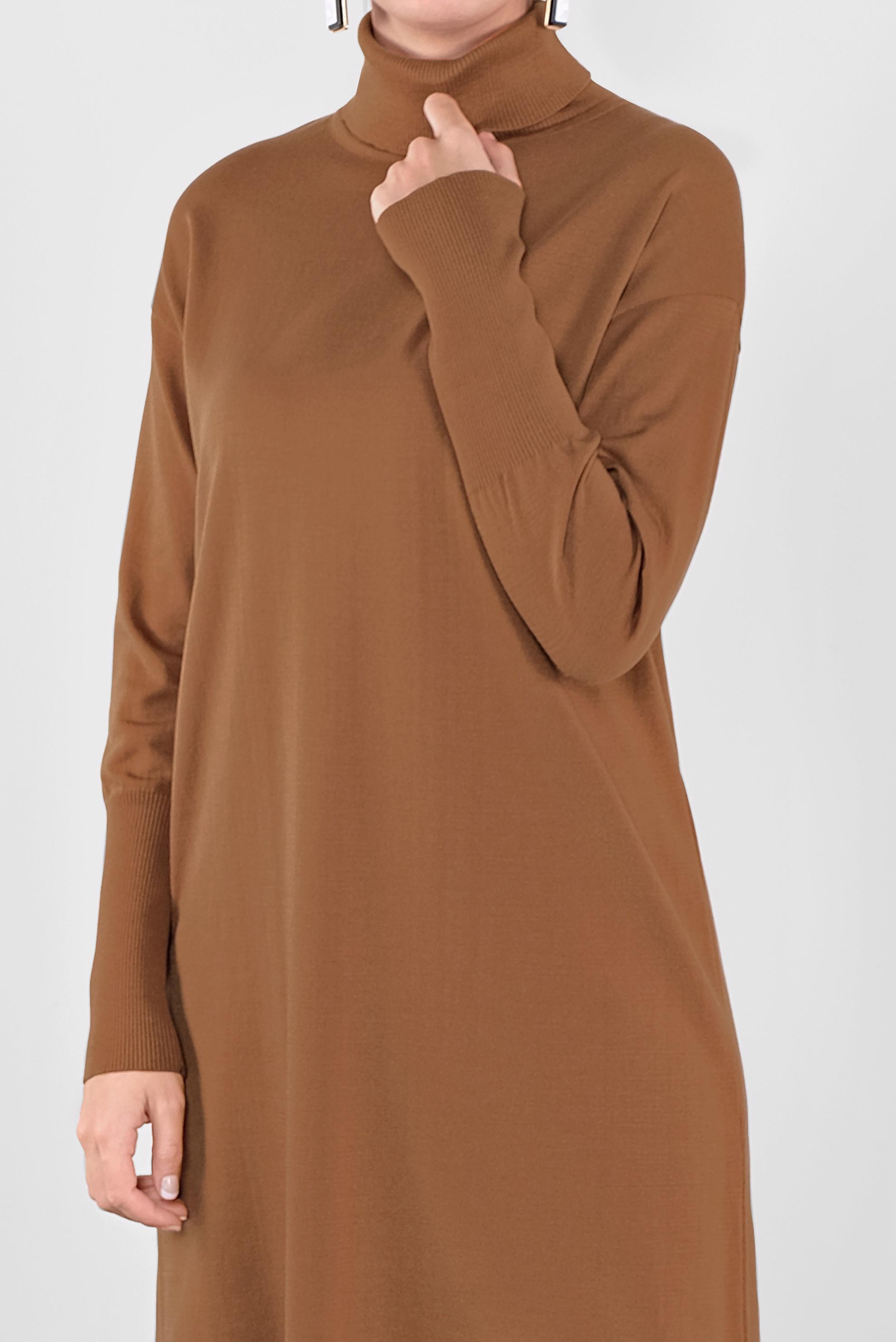 Tesettür giyim SARI BALIKÇI YAKA UZUN TRİKO TUNİK 40022