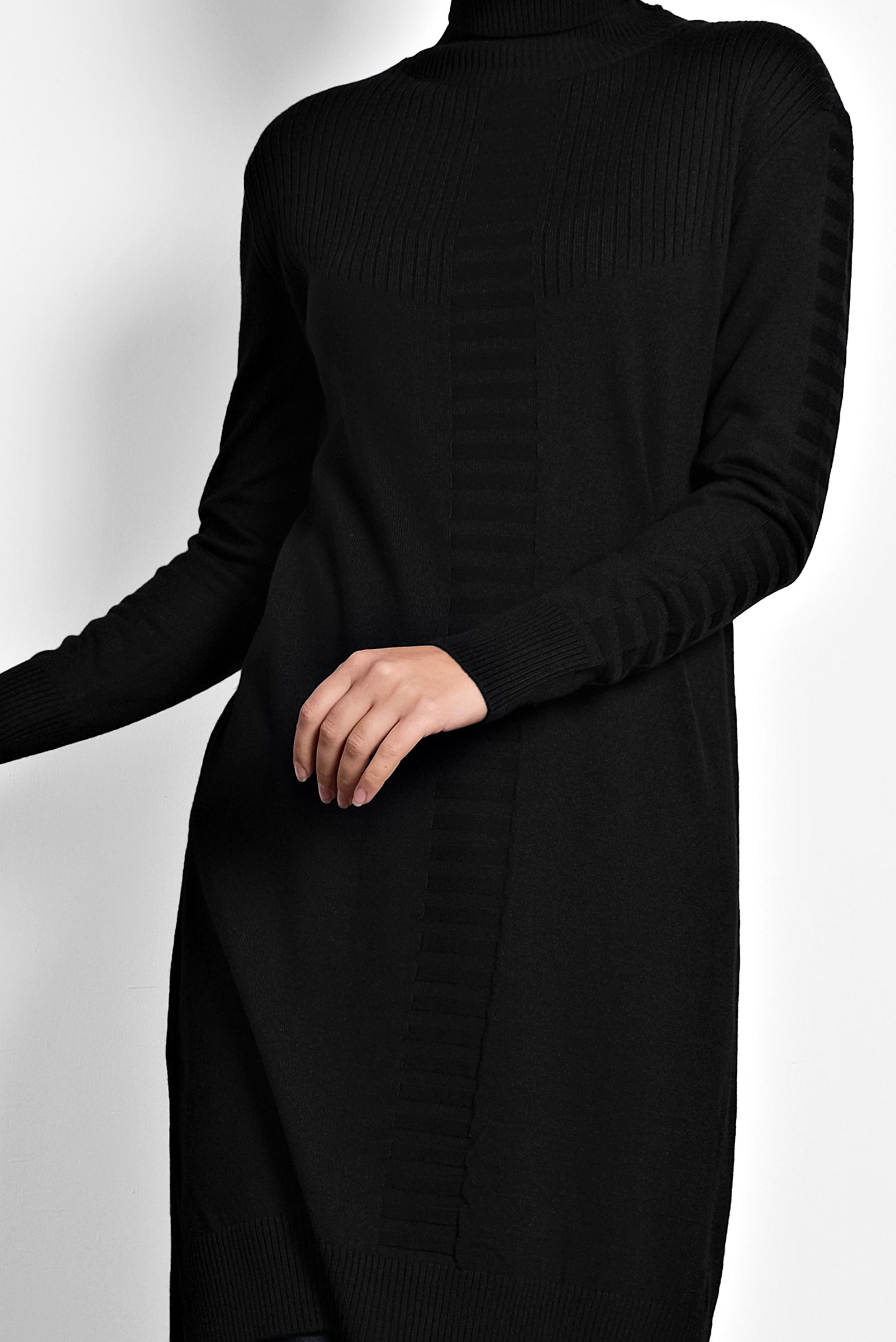 Tesettür giyim SİYAH BOĞAZLI TRİKO TUNİK 40030