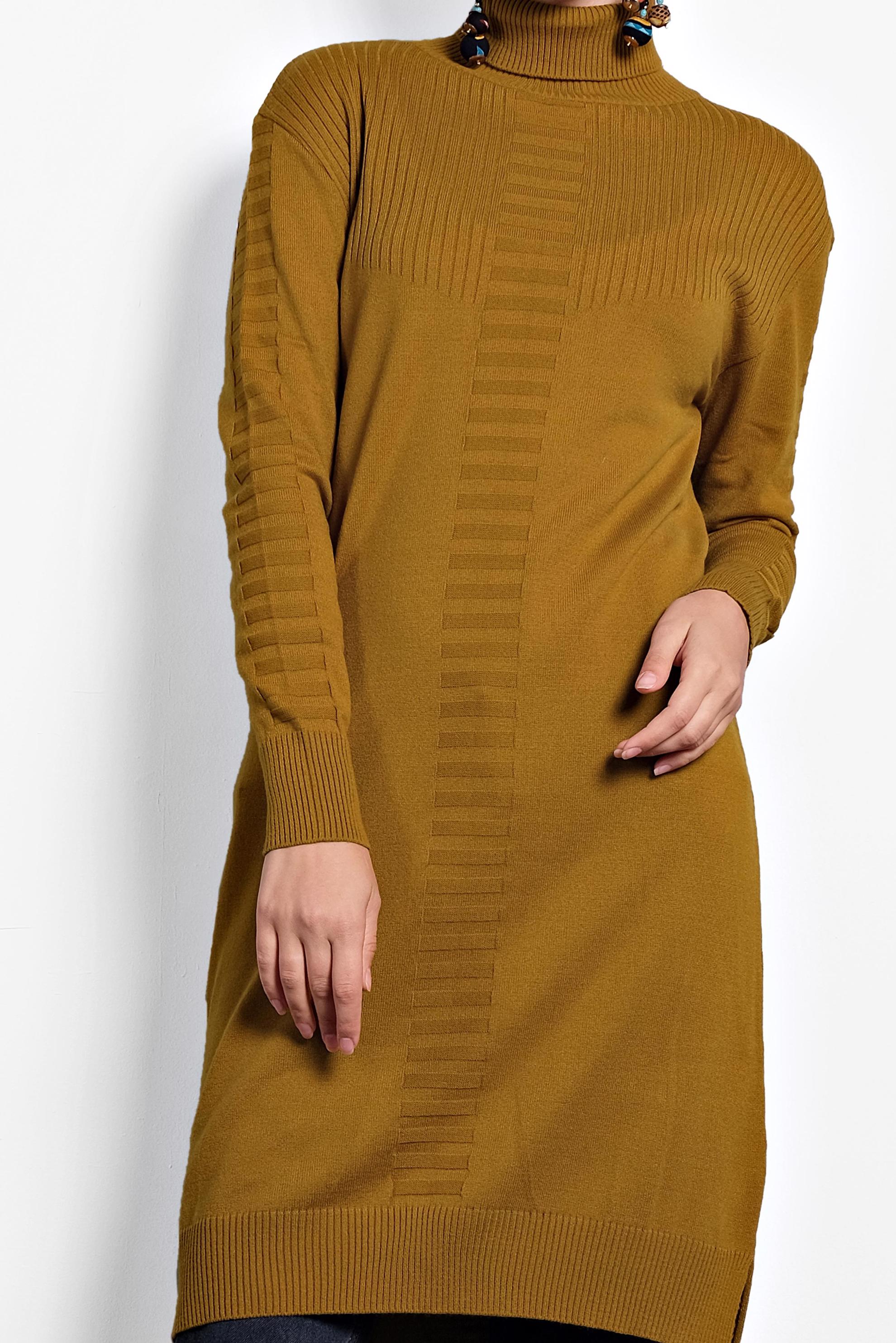 Tesettür giyim SARI BOĞAZLI TRİKO TUNİK 40030