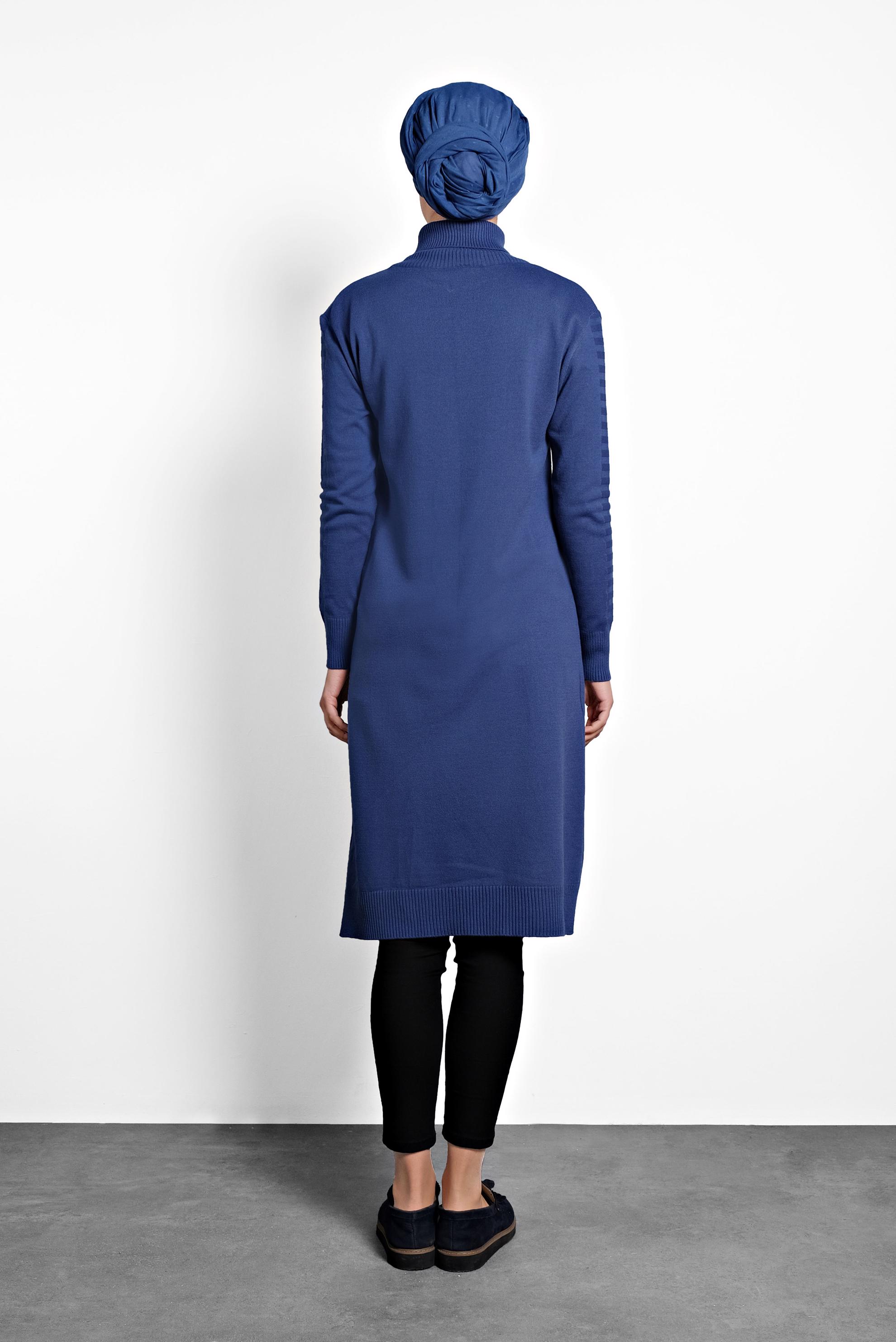 Tesettür giyim LACİVERT BOĞAZLI TRİKO TUNİK 40030