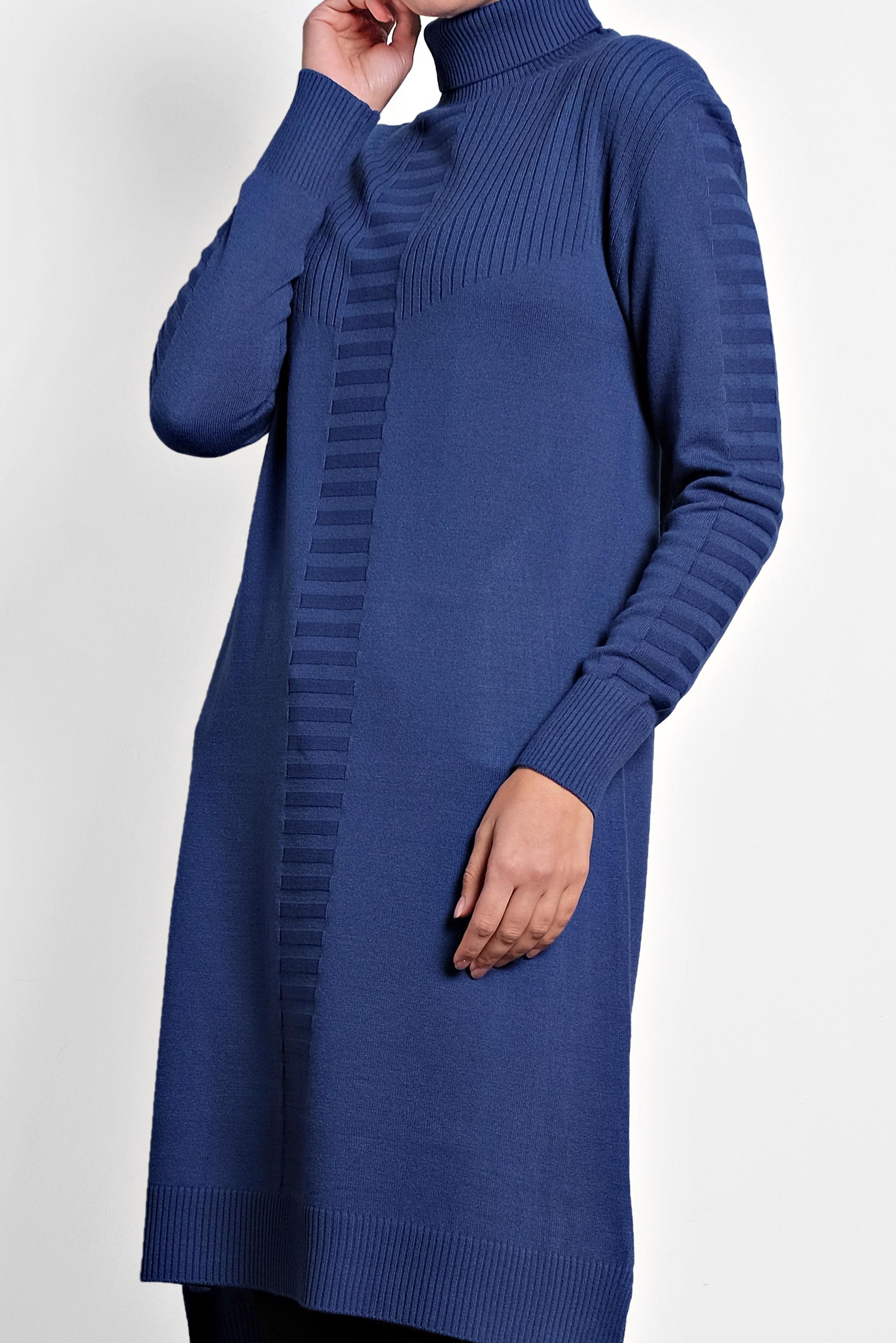 Tesettür giyim LACİVERT BOĞAZLI TRİKO TUNİK 40030