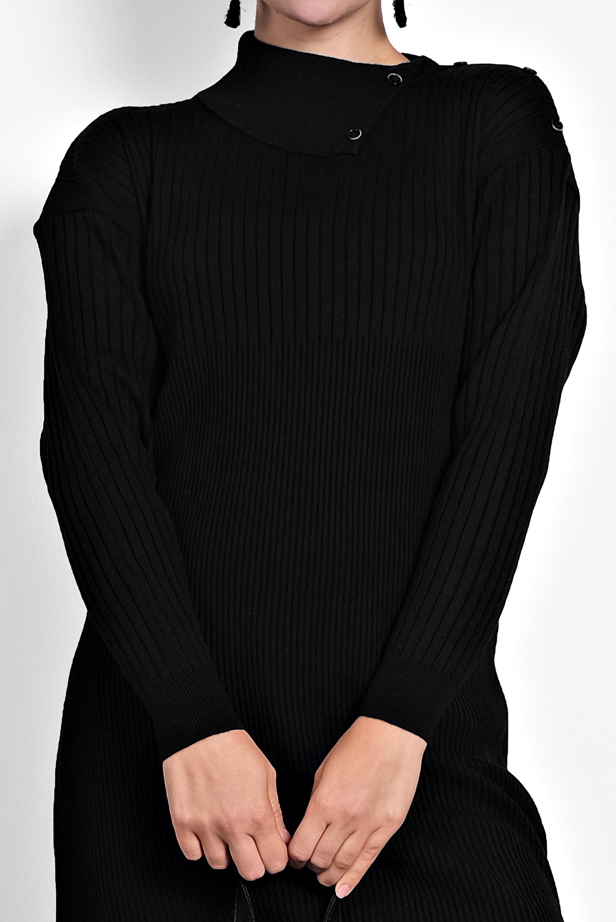 Tesettür giyim SİYAH FİTİLLİ TRİKO TUNİK 40032 