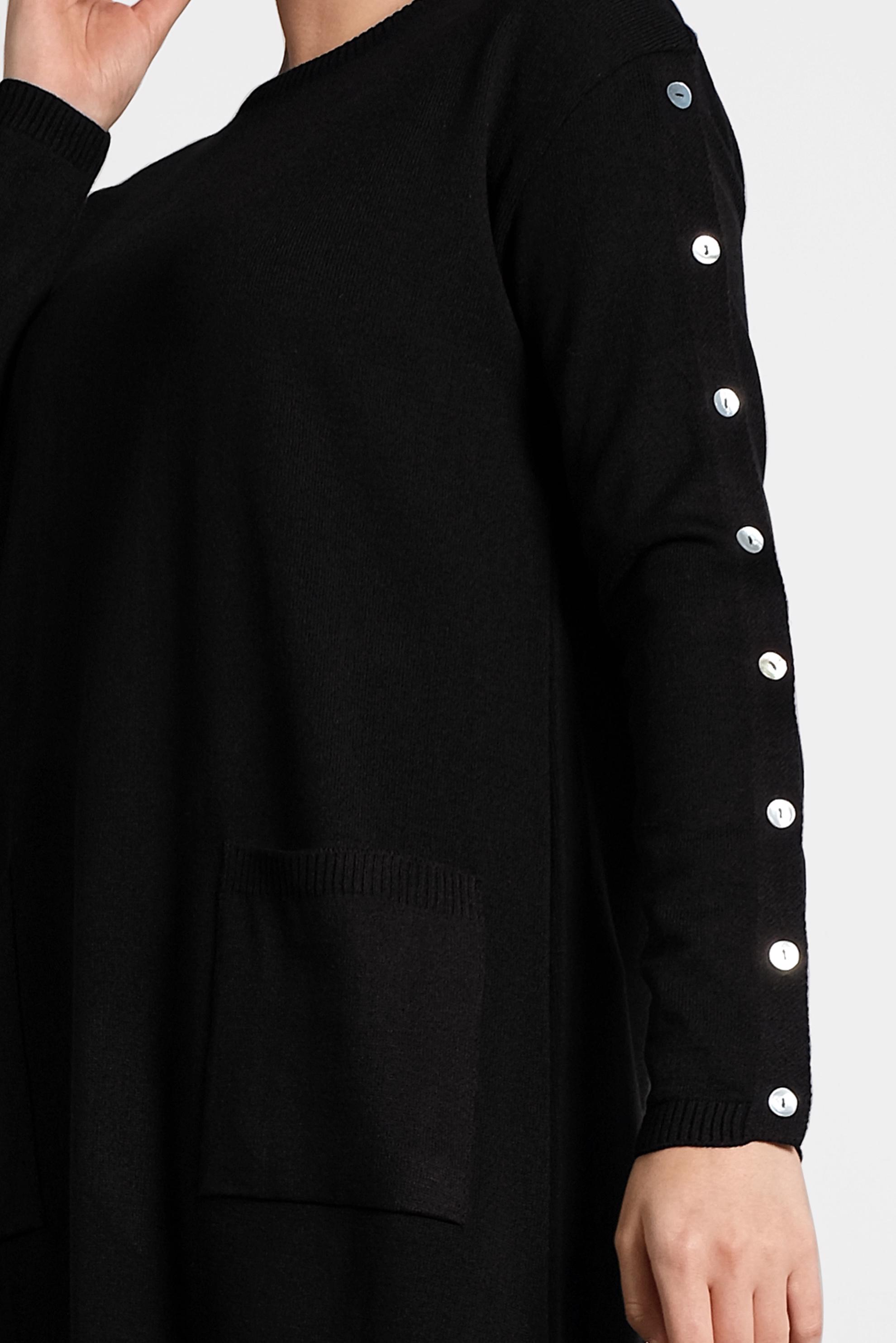 Tesettür giyim SİYAH DÜĞMELİ CEPLİ TRİKO TUNİK 40033