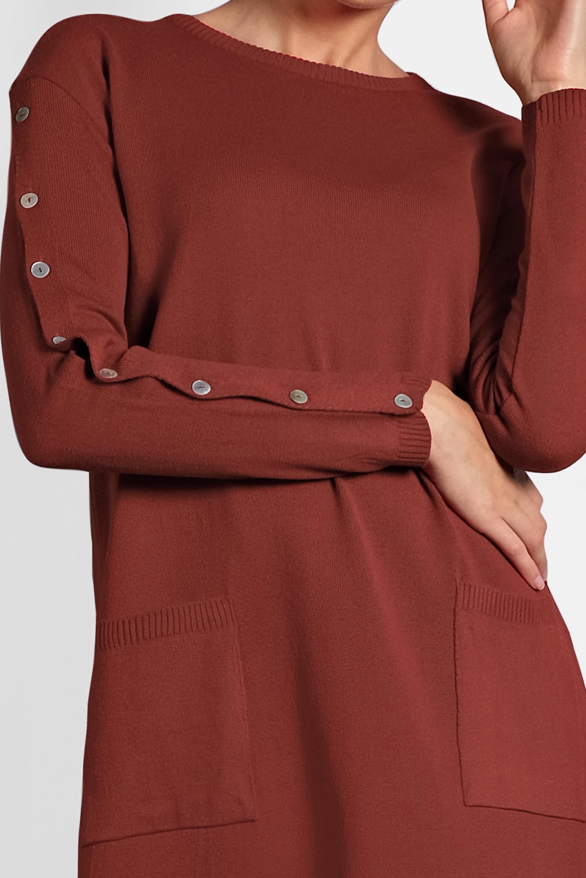 Tesettür giyim TURUNCU DÜĞMELİ CEPLİ TRİKO TUNİK 40033