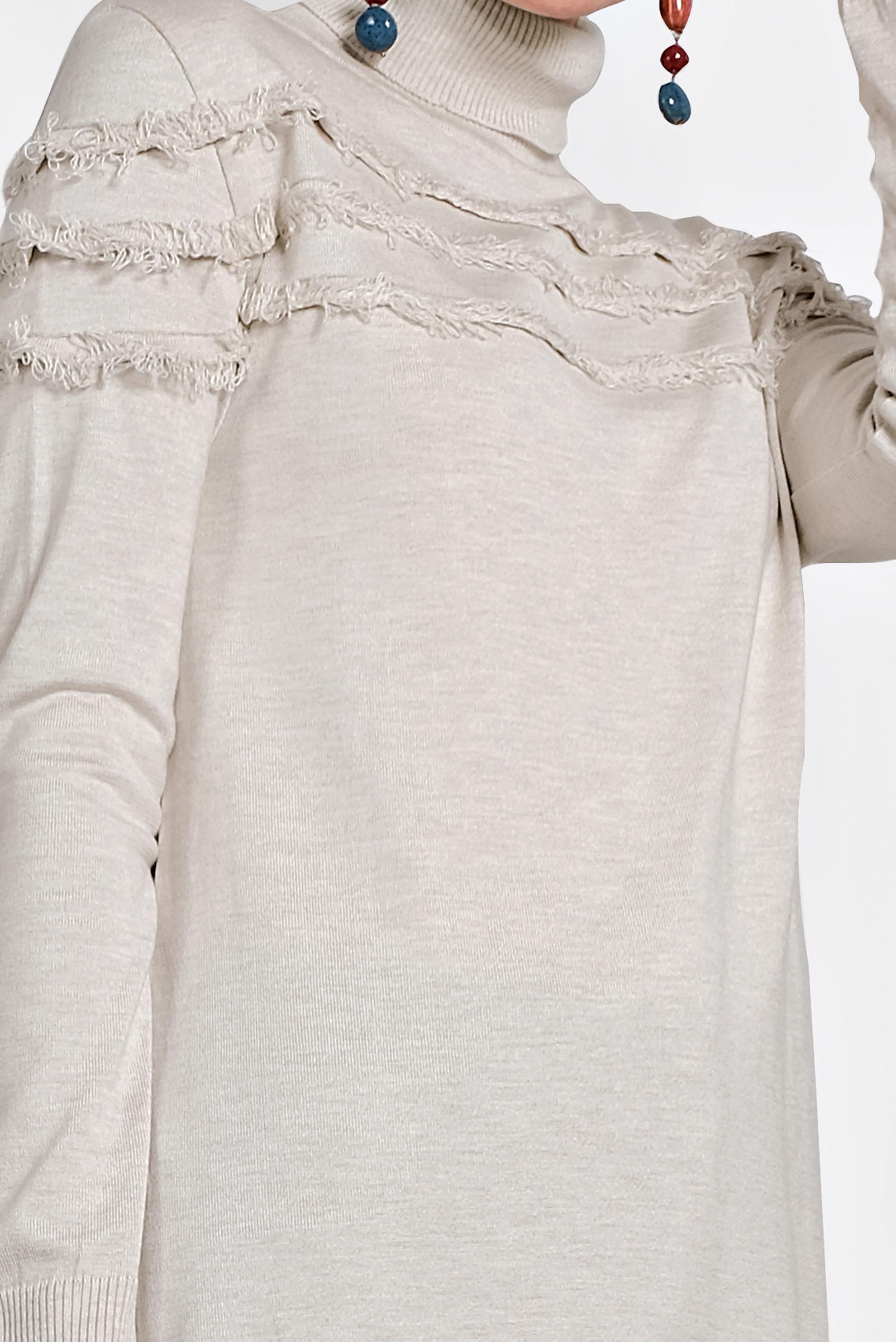 Tesettür giyim BEJ SAÇAKLI TRİKO TUNİK 40051