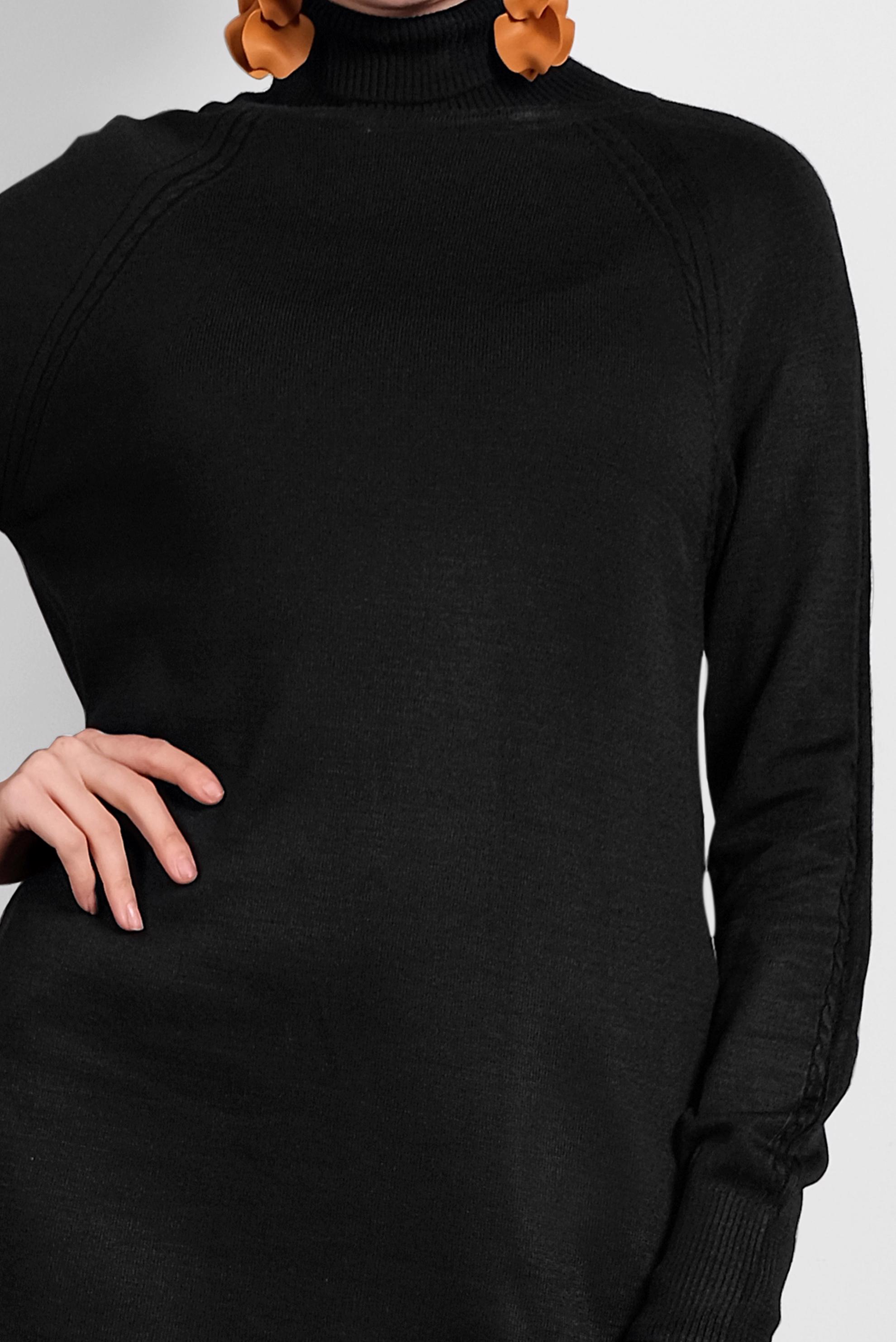 Tesettür giyim SİYAH BOĞAZLI TRİKO TUNİK 40076 