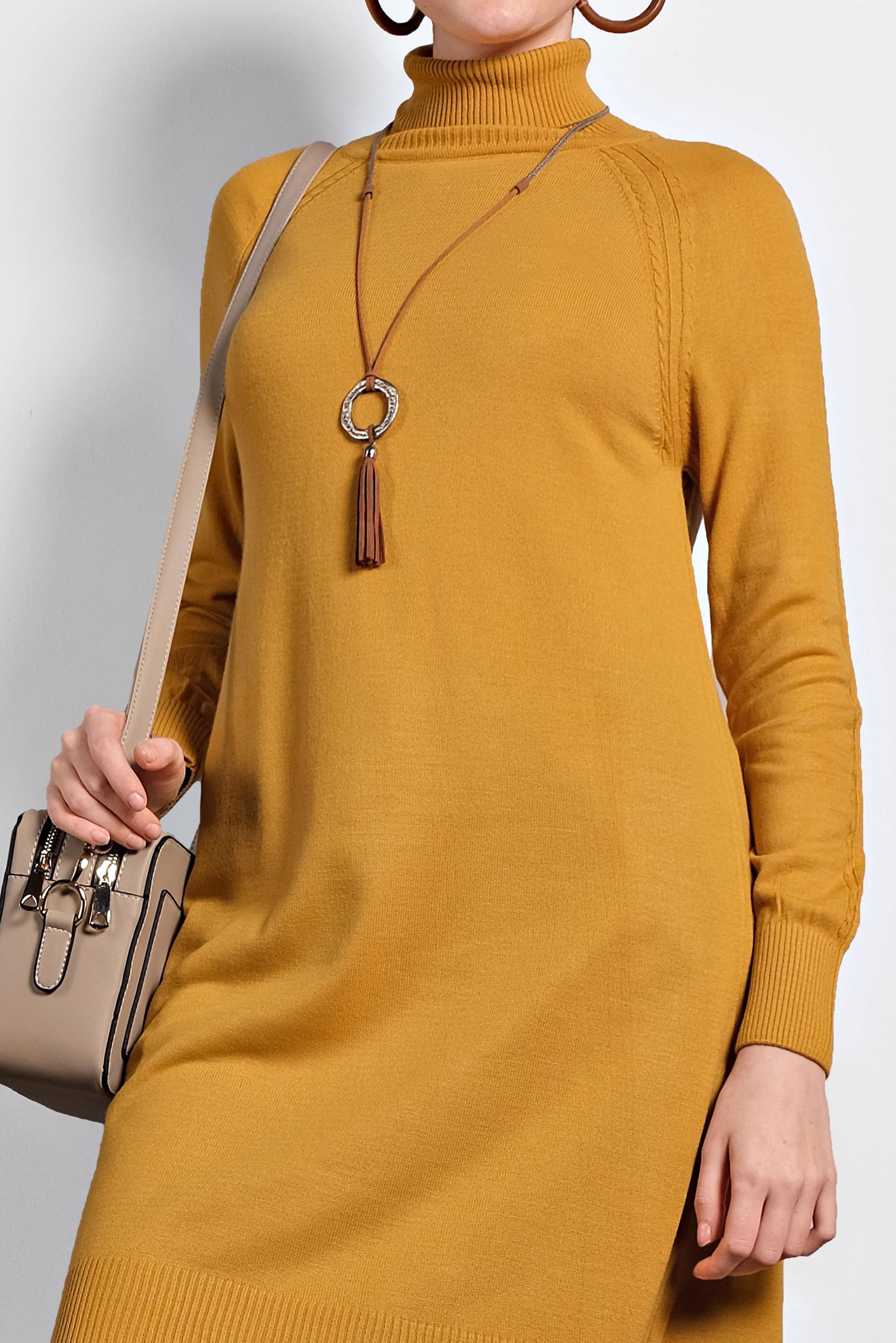 Tesettür giyim SARI BOĞAZLI TRİKO TUNİK 40076 