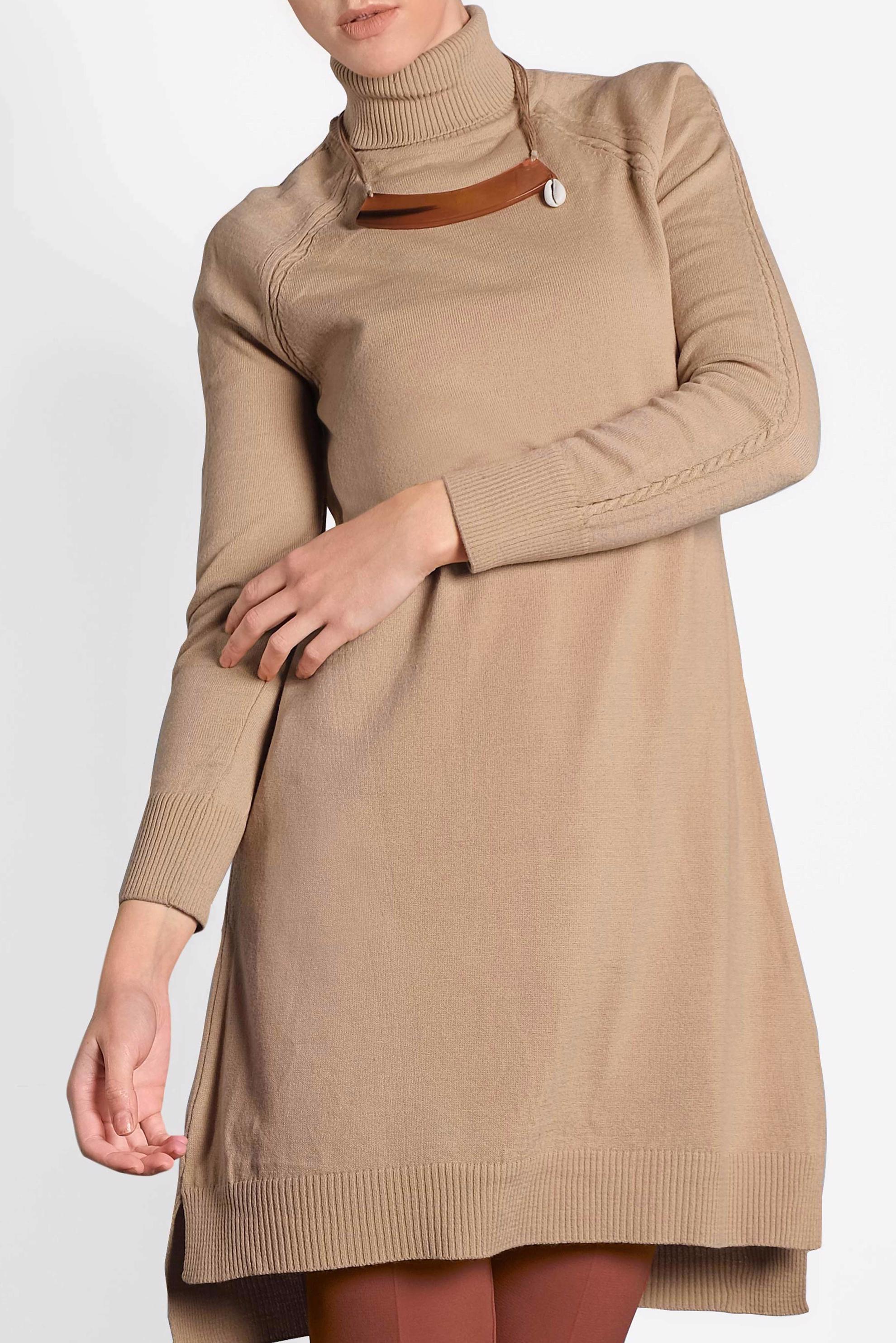 Tesettür giyim KAHVE BOĞAZLI TRİKO TUNİK 40076 