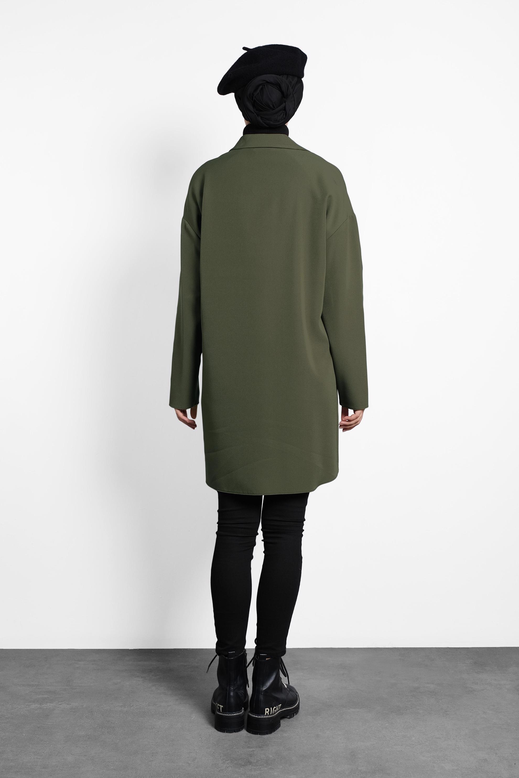 Tesettür giyim HAKİ PÜSKÜLLÜ DÜĞMELİ TUNİK 40112 