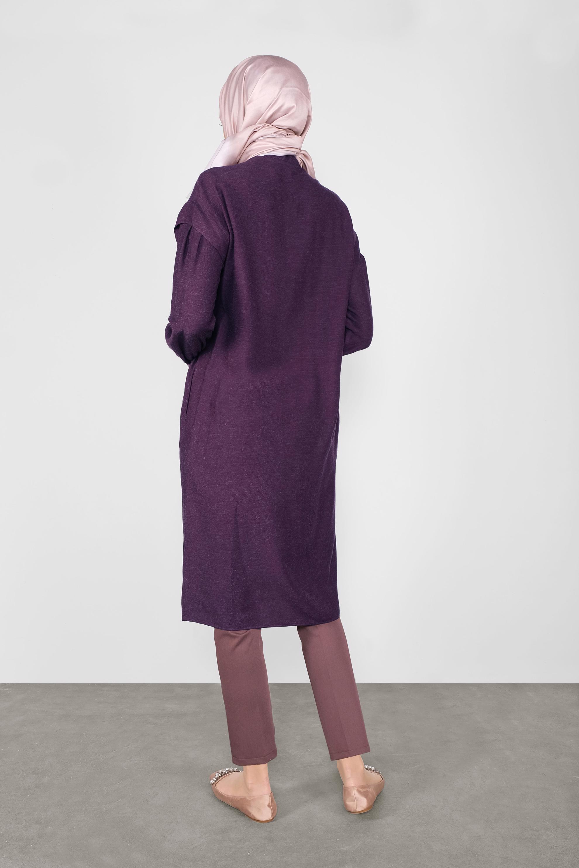 Tesettür giyim MOR YAKASI BAĞLI TUNİK 40114