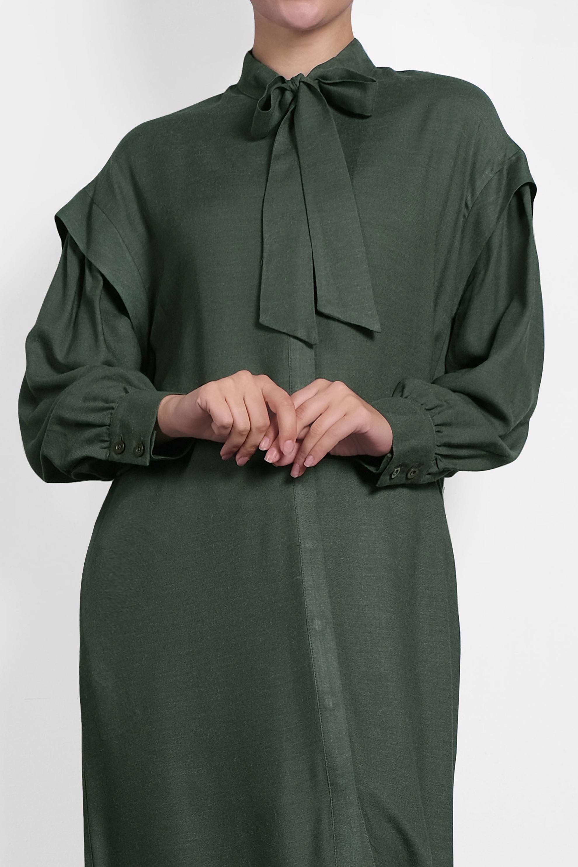 Tesettür giyim YEŞİL YAKASI BAĞLI TUNİK 40114