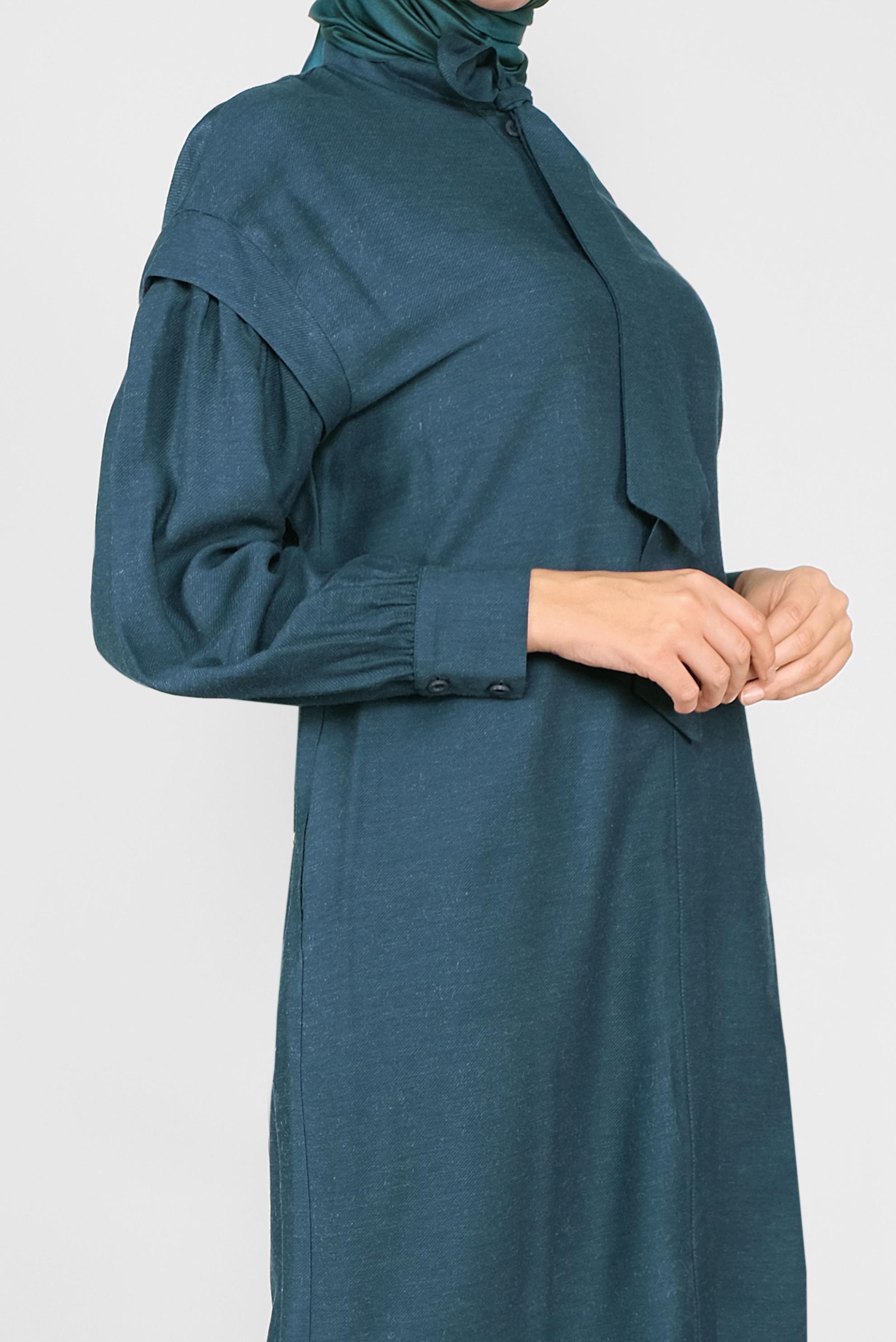 Tesettür giyim MAVİ YAKASI BAĞLI TUNİK 40114