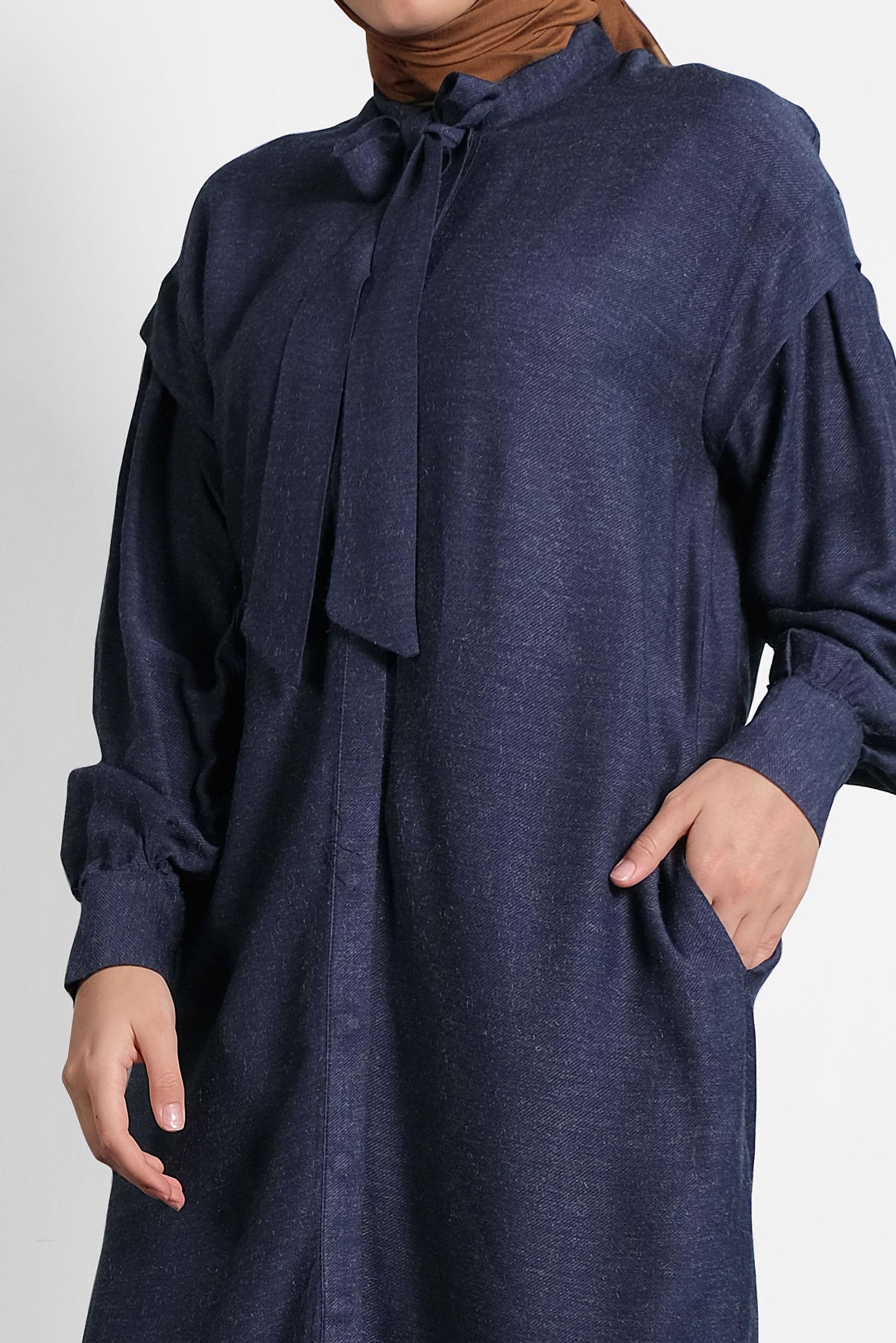 Tesettür giyim LACİVERT YAKASI BAĞLI TUNİK 40114