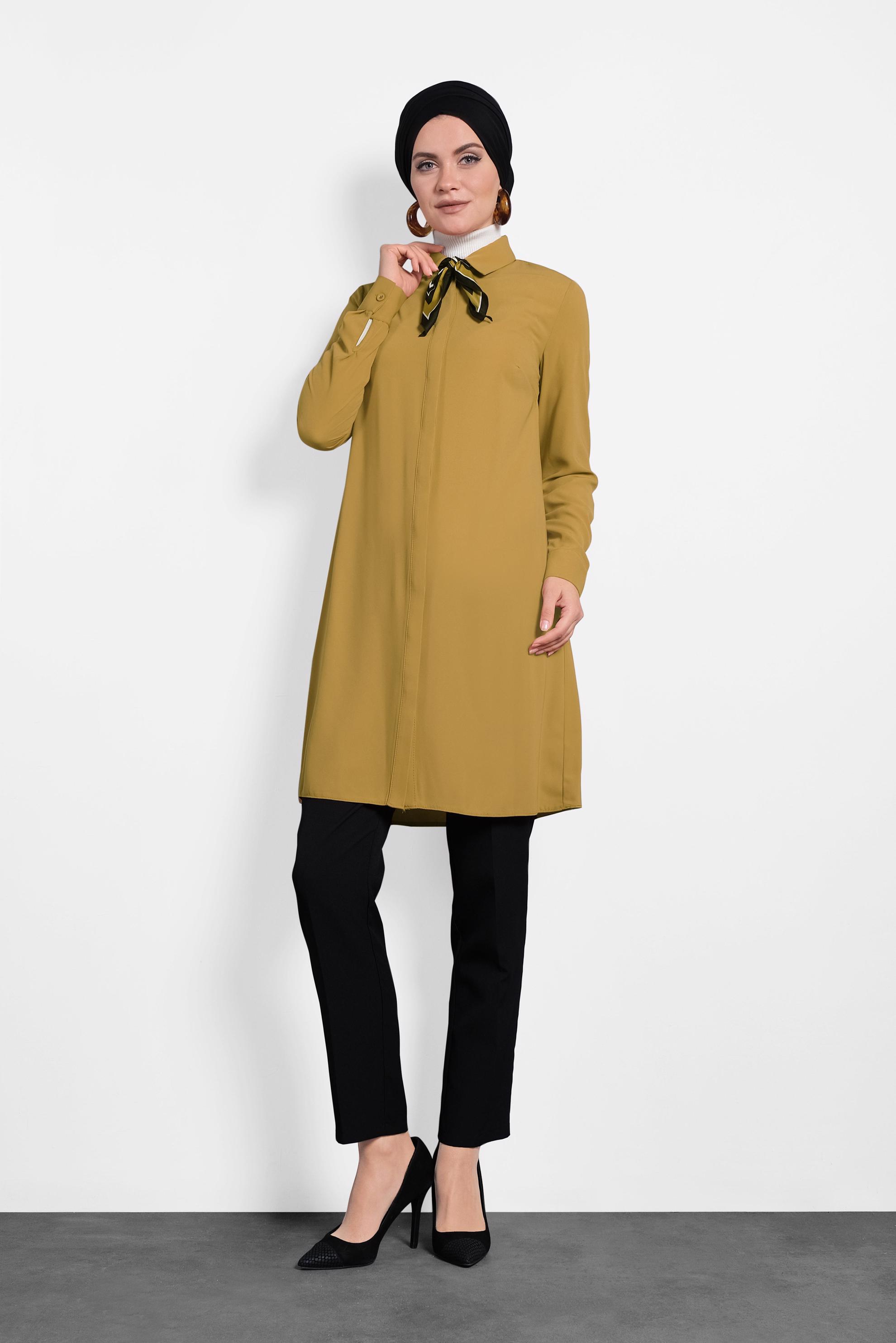 Tesettür giyim SARI KLASİK TUNİK 40138