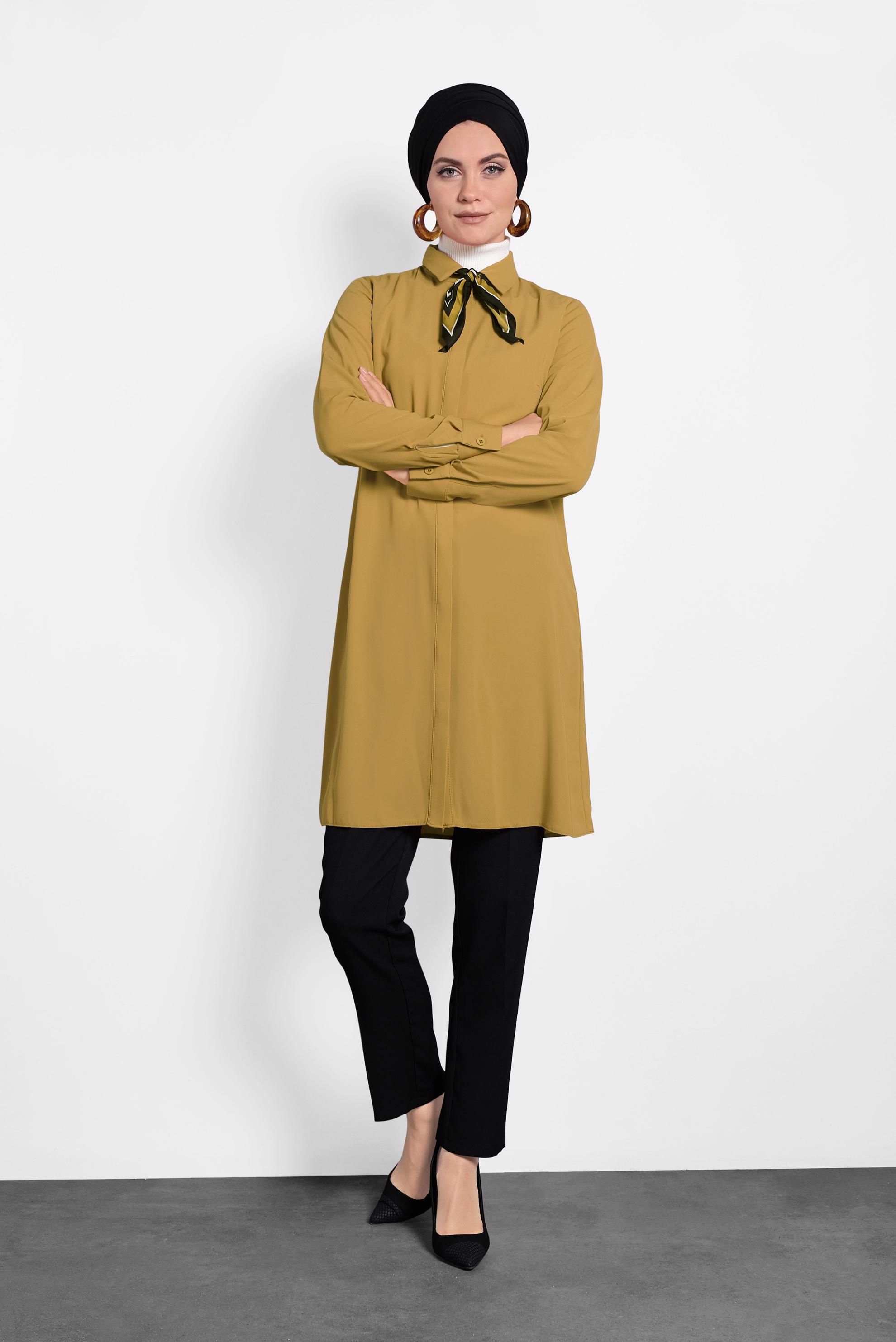 Tesettür giyim SARI KLASİK TUNİK 40138