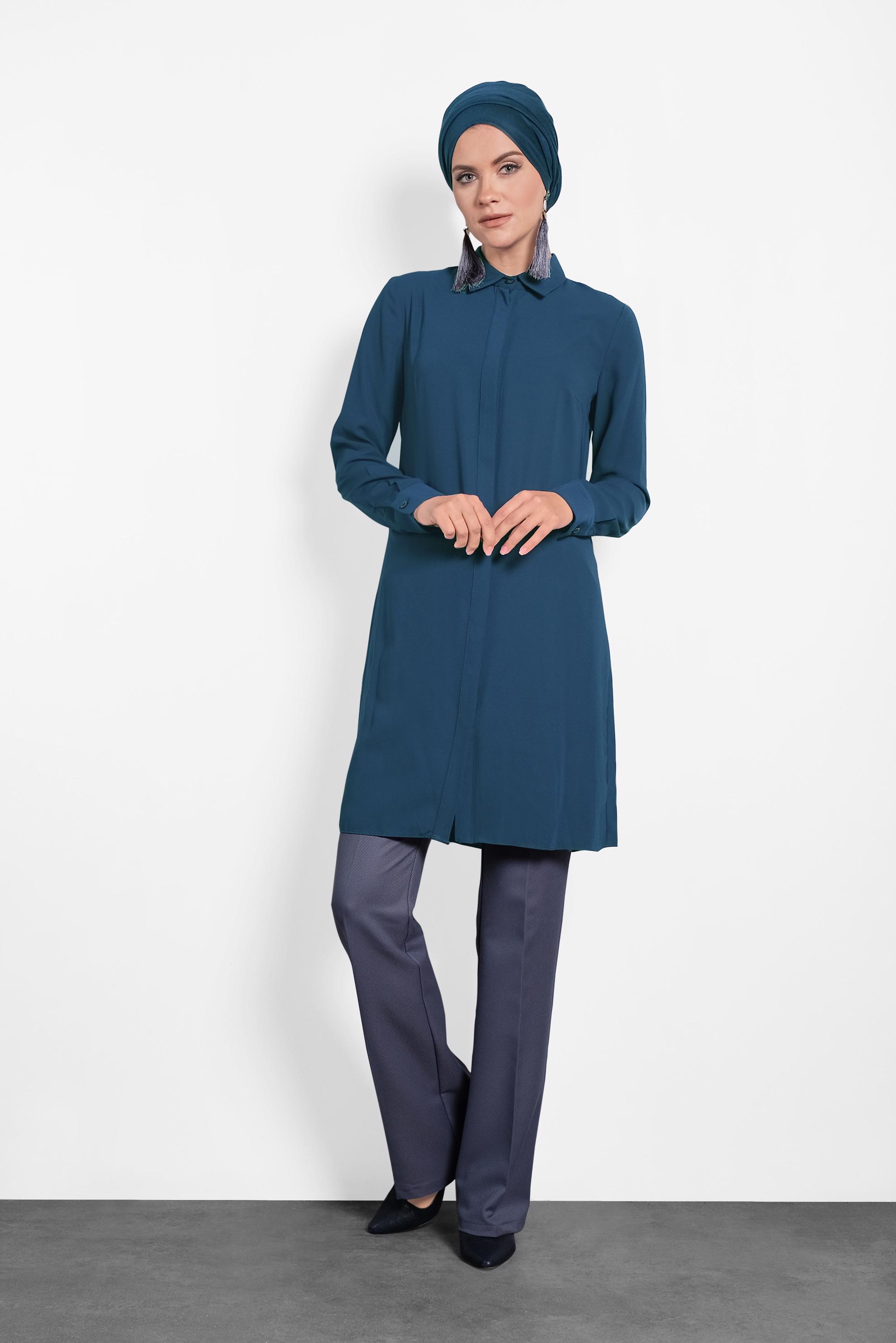 Tesettür giyim MAVİ KLASİK TUNİK 40138