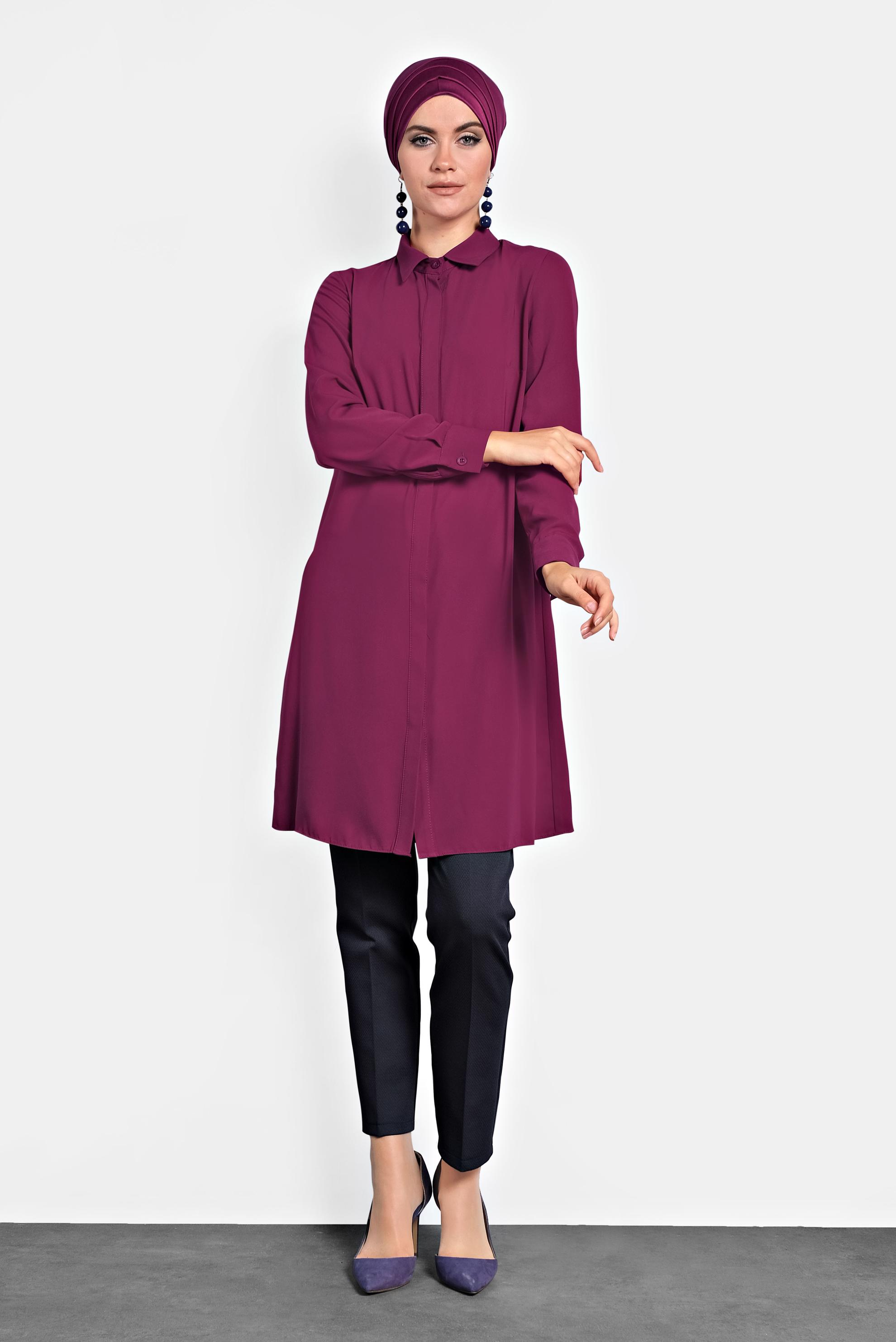 Tesettür giyim FUŞYA KLASİK TUNİK 40138