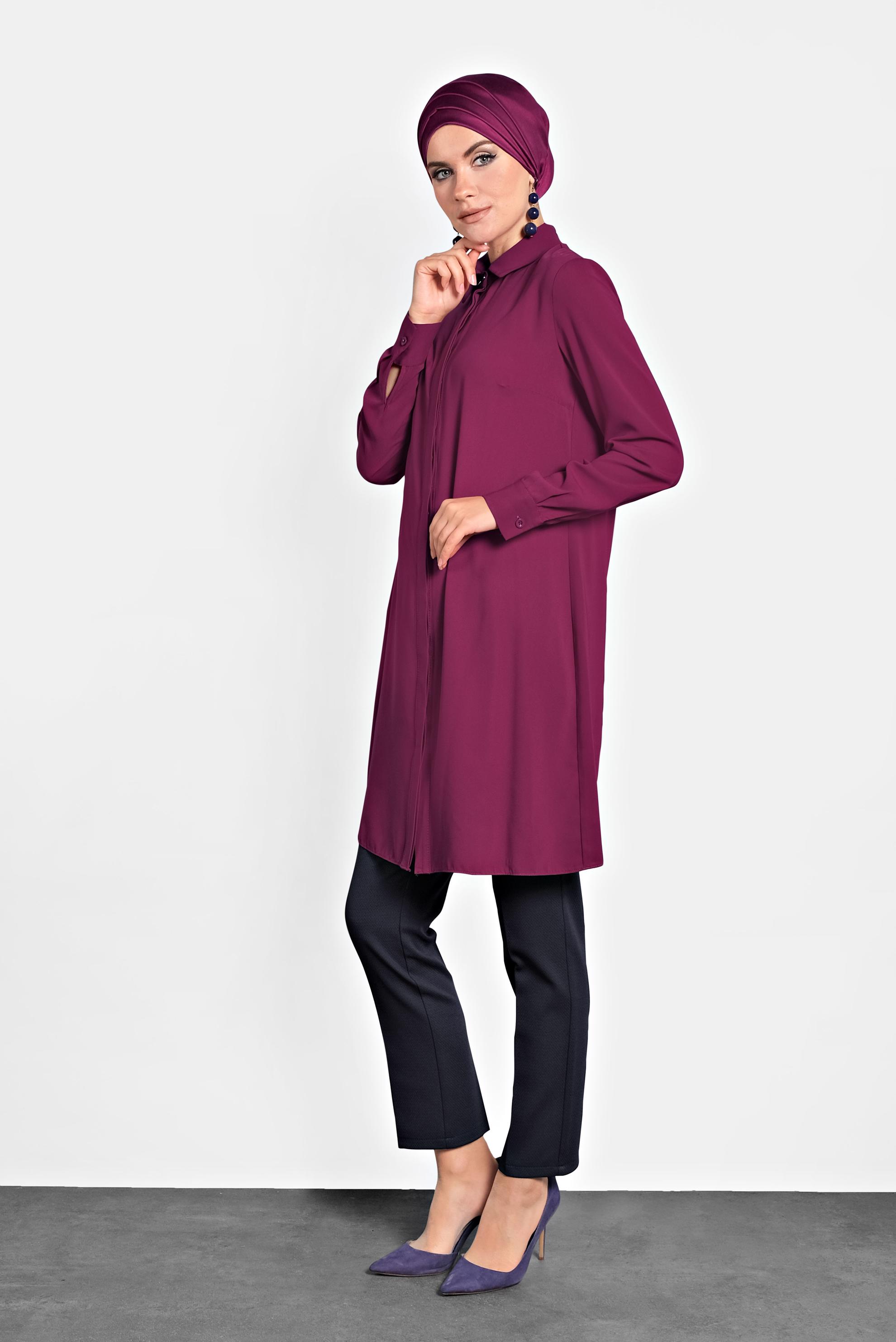 Tesettür giyim FUŞYA KLASİK TUNİK 40138