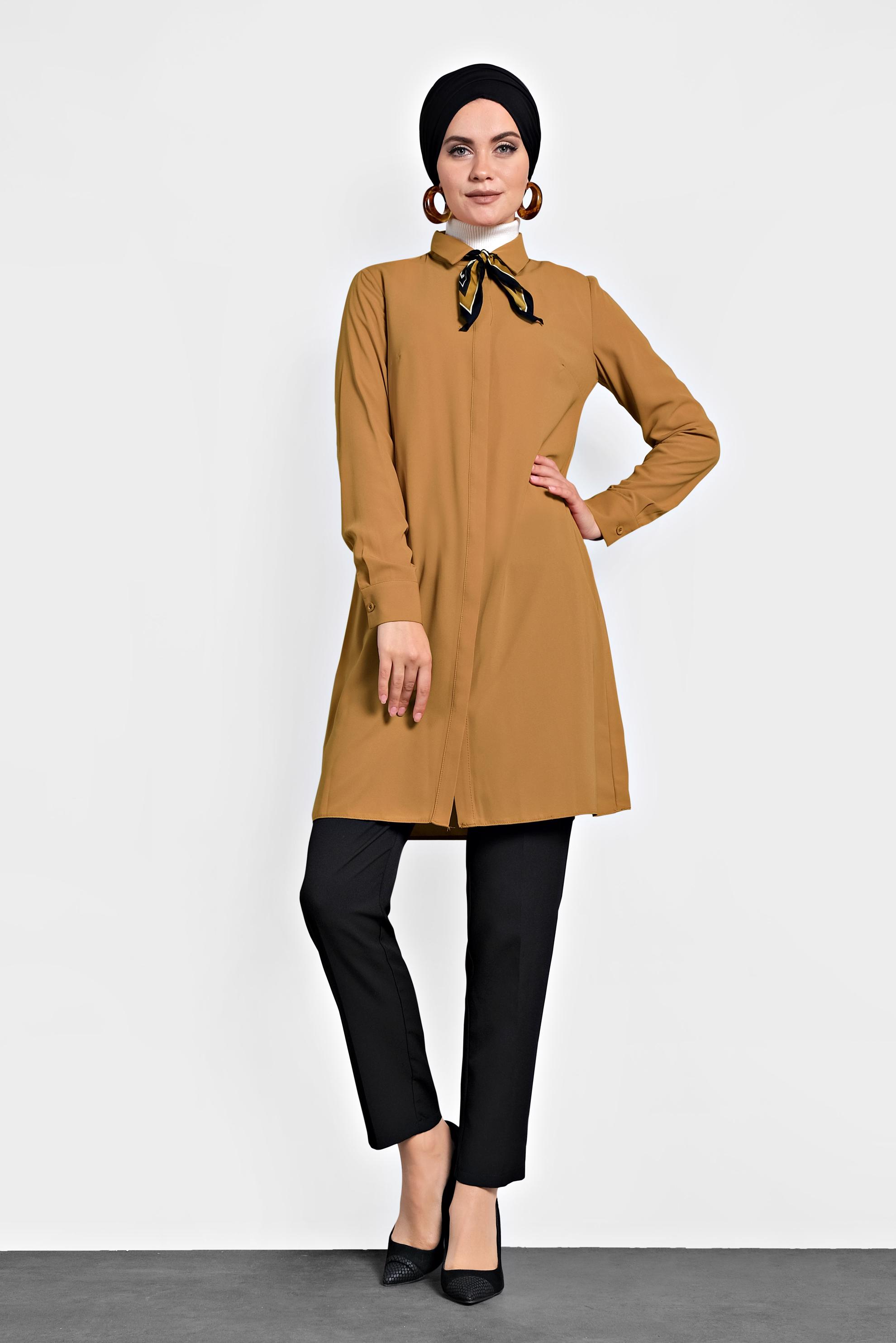 Tesettür giyim TABA KLASİK TUNİK 40138