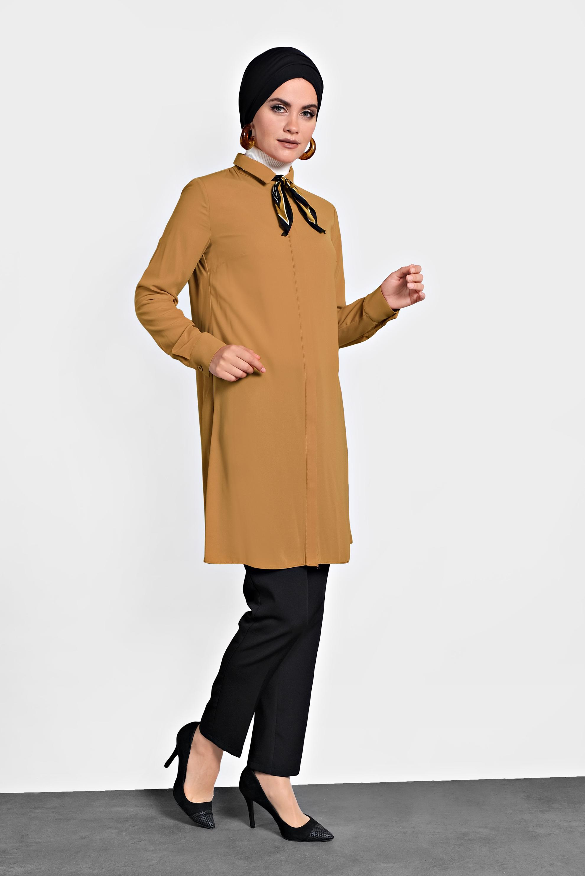 Tesettür giyim TABA KLASİK TUNİK 40138