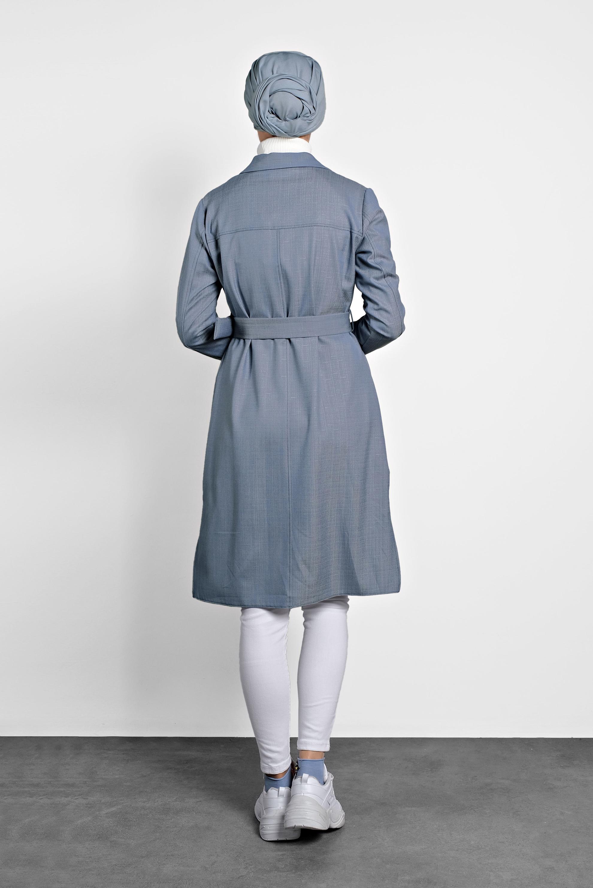 Tesettür giyim MAVİ KEMERLİ TUNİK 40139