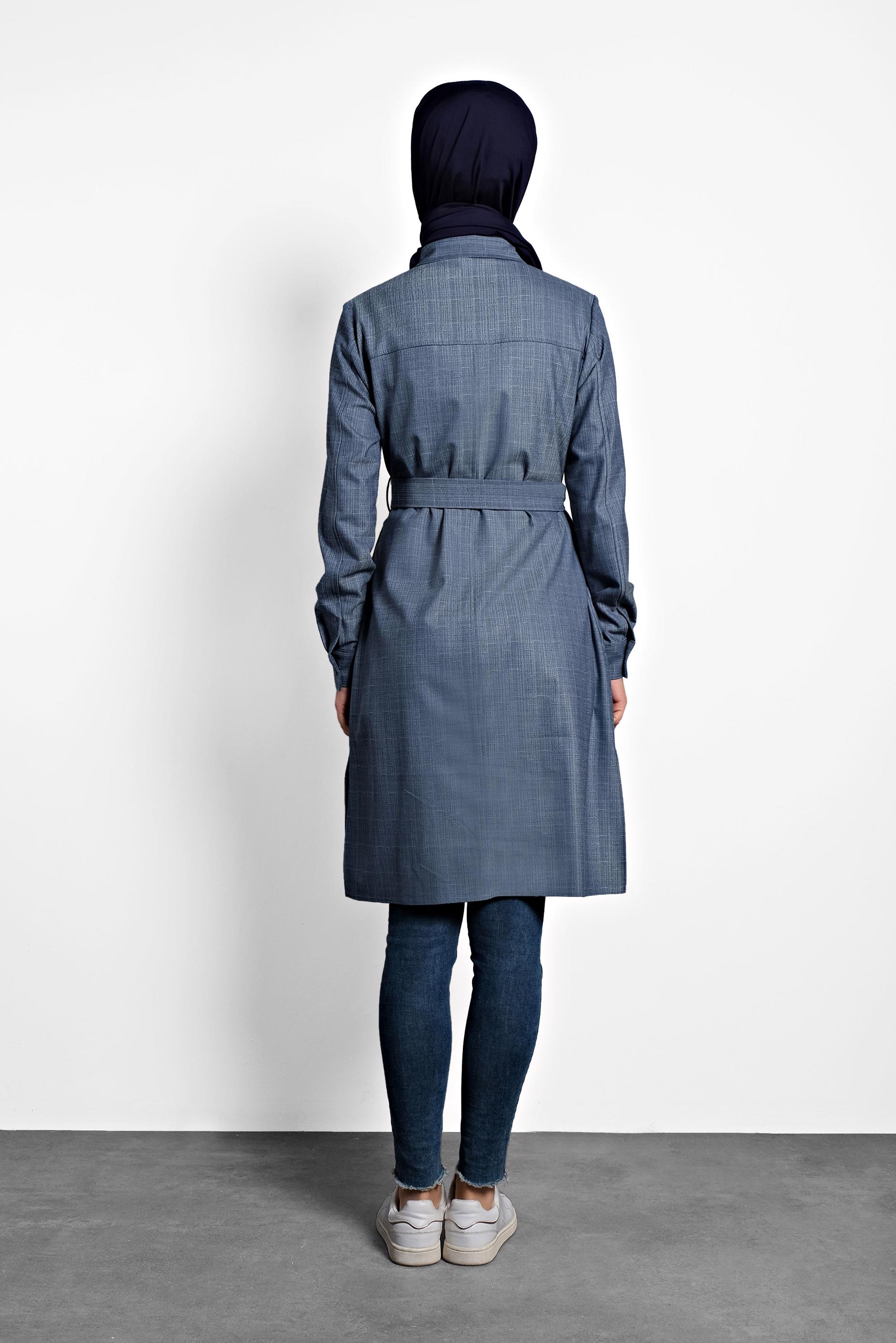 Tesettür giyim LACİVERT KEMERLİ TUNİK 40139