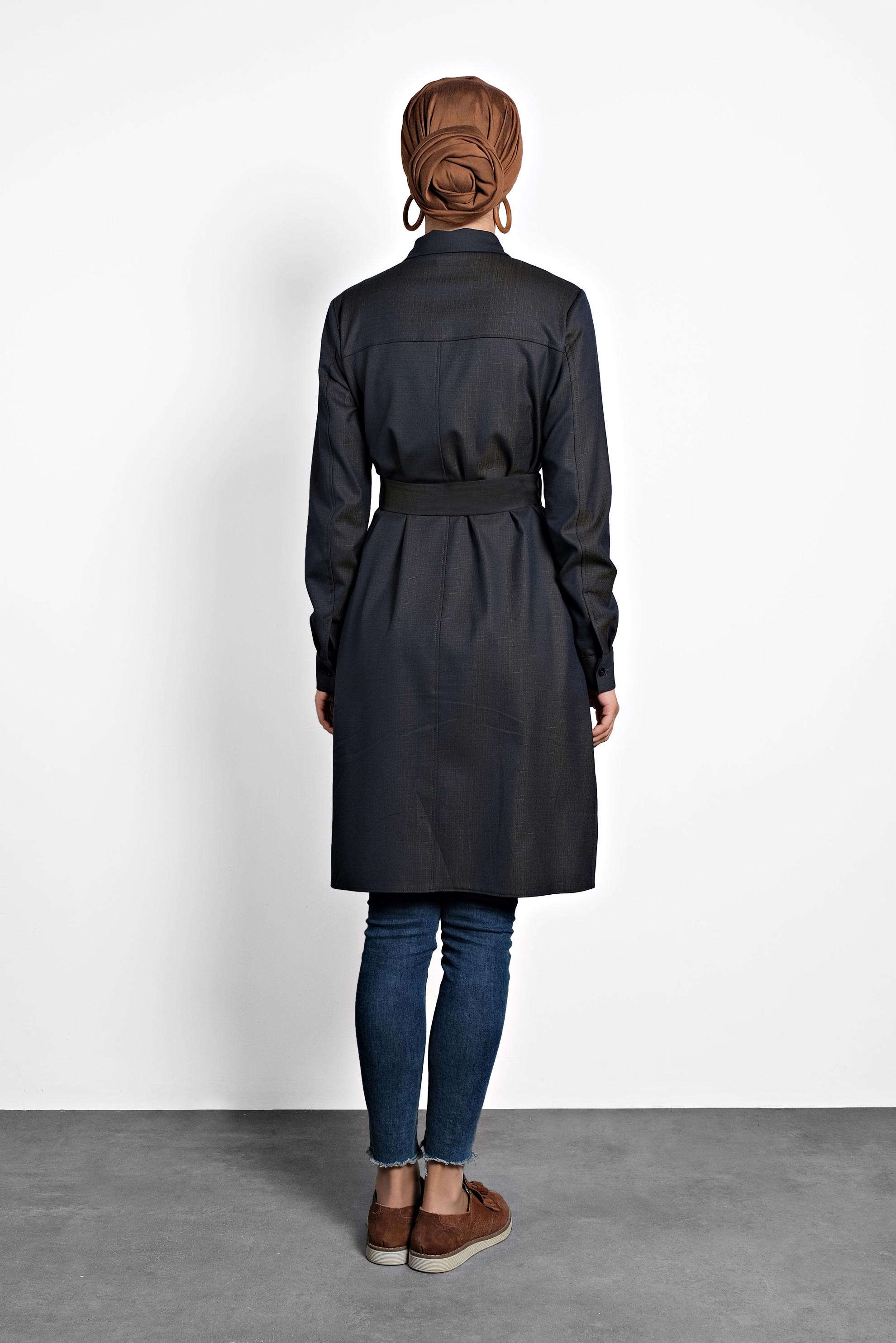 Tesettür giyim LACİVERT KEMERLİ TUNİK 40139