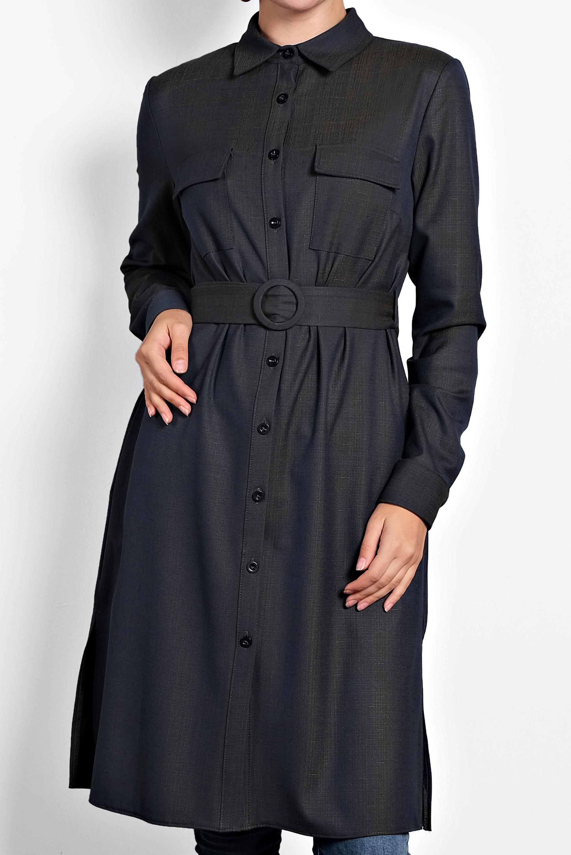 Tesettür giyim LACİVERT KEMERLİ TUNİK 40139