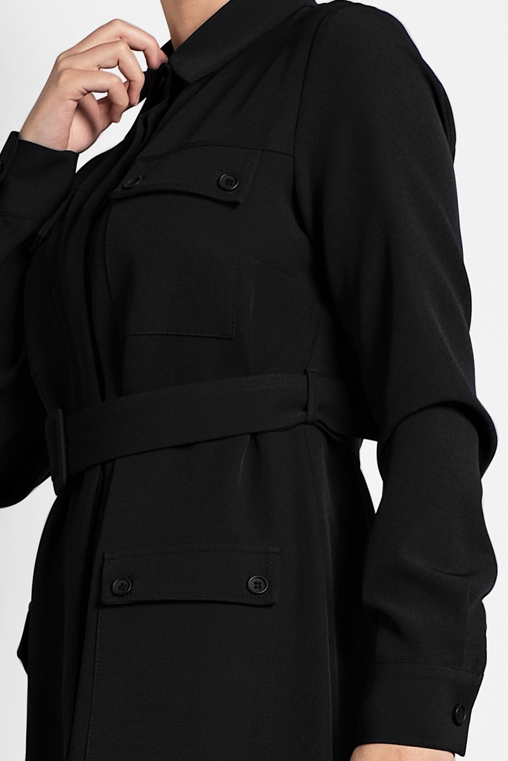 Tesettür giyim SİYAH KEMERLİ CEPLİ TUNİK 40141 