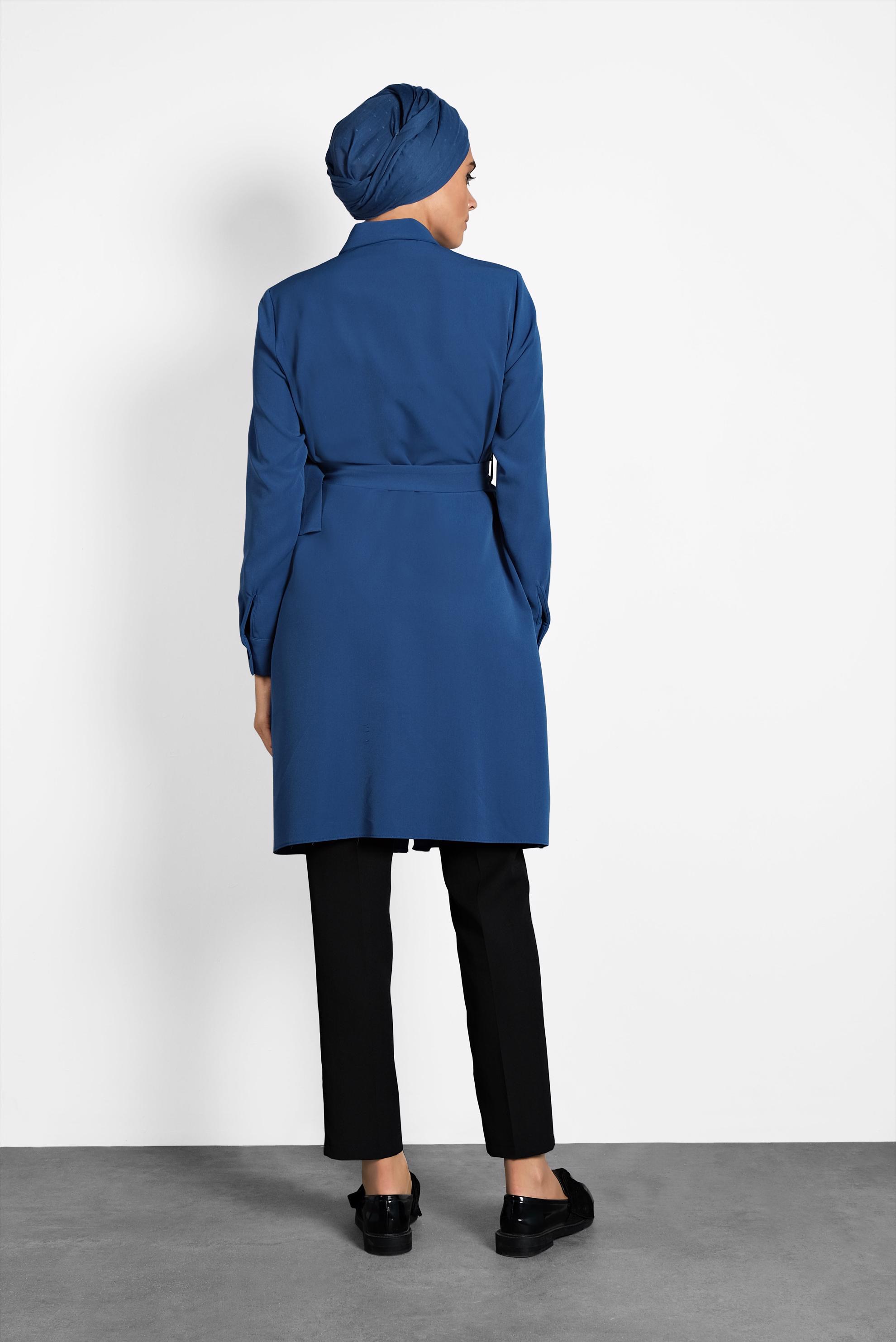 Tesettür giyim LACİVERT KEMERLİ CEPLİ TUNİK 40141 