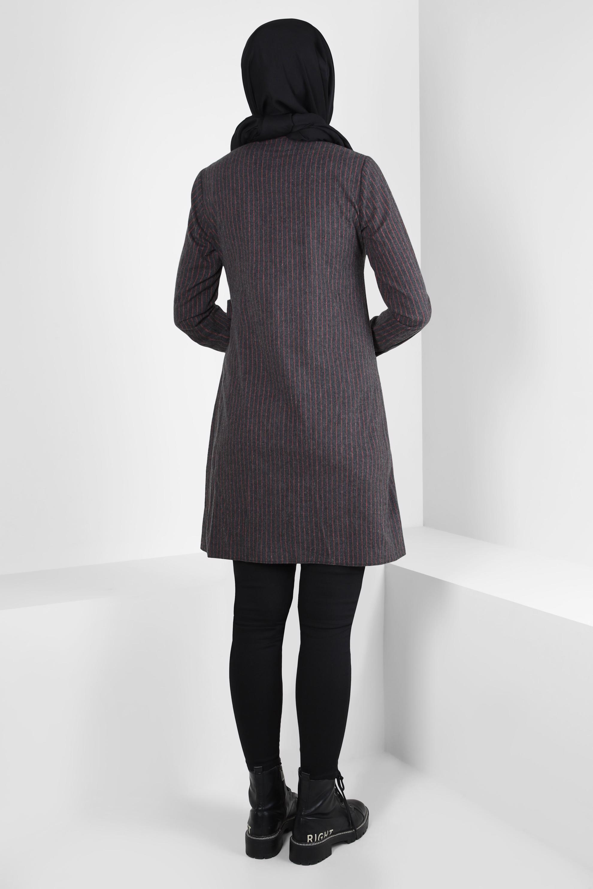 Tesettür giyim SİYAH DÜĞMELİ TUNİK 40142