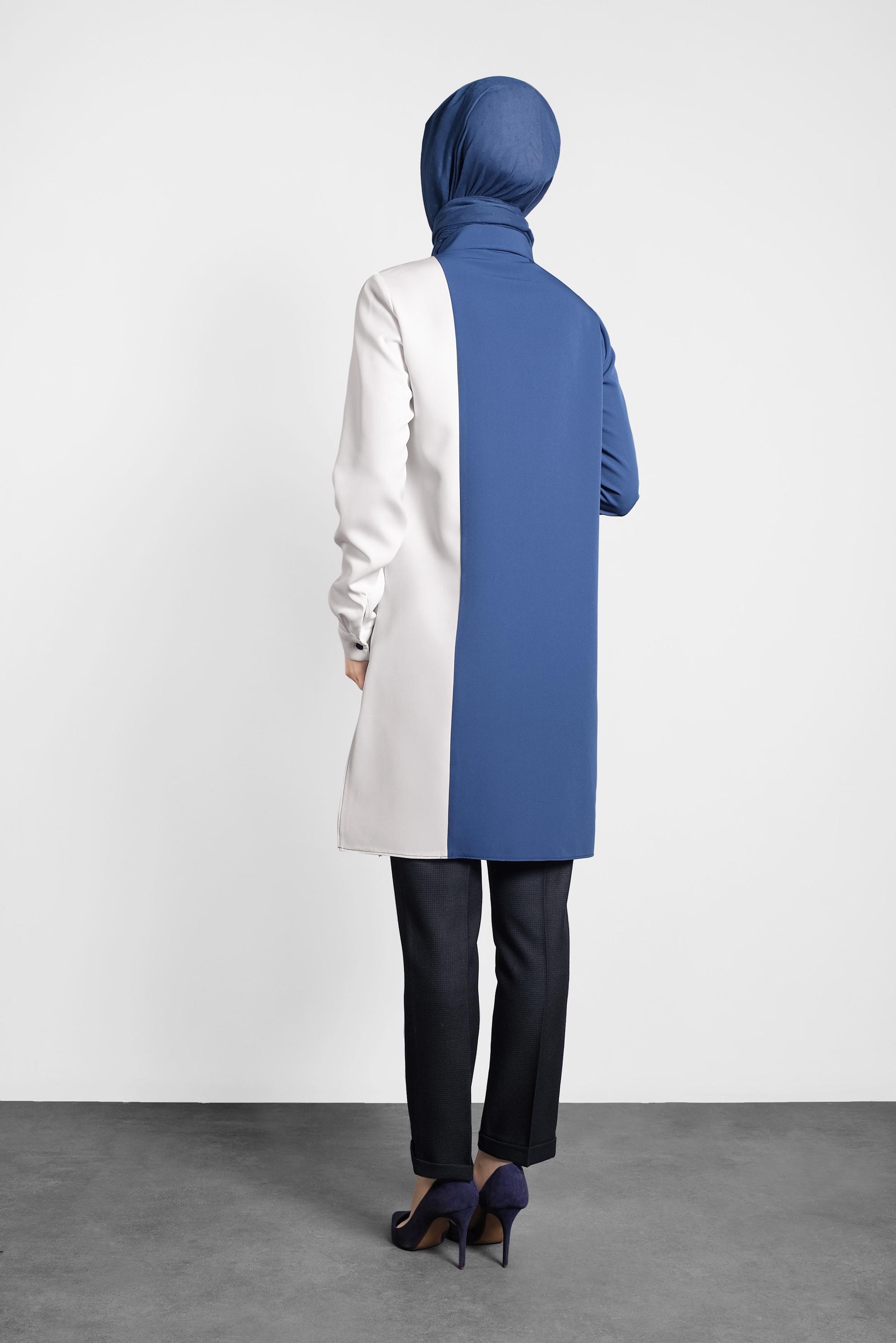 Tesettür giyim LACİVERT DÜĞMELİ CEPLİ TUNİK 40148 