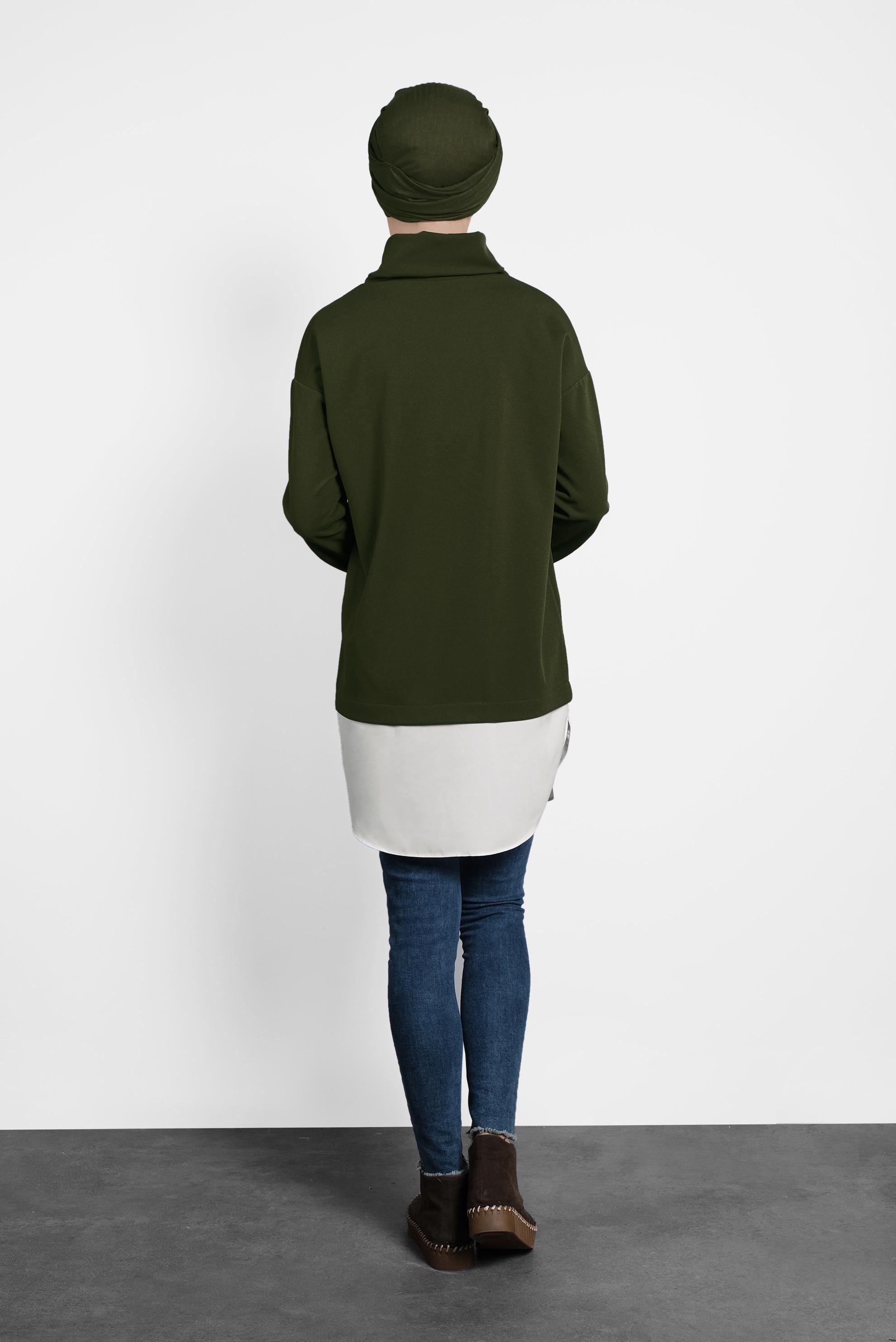 Tesettür giyim HAKİ BOĞAZLI TUNİK 40149 