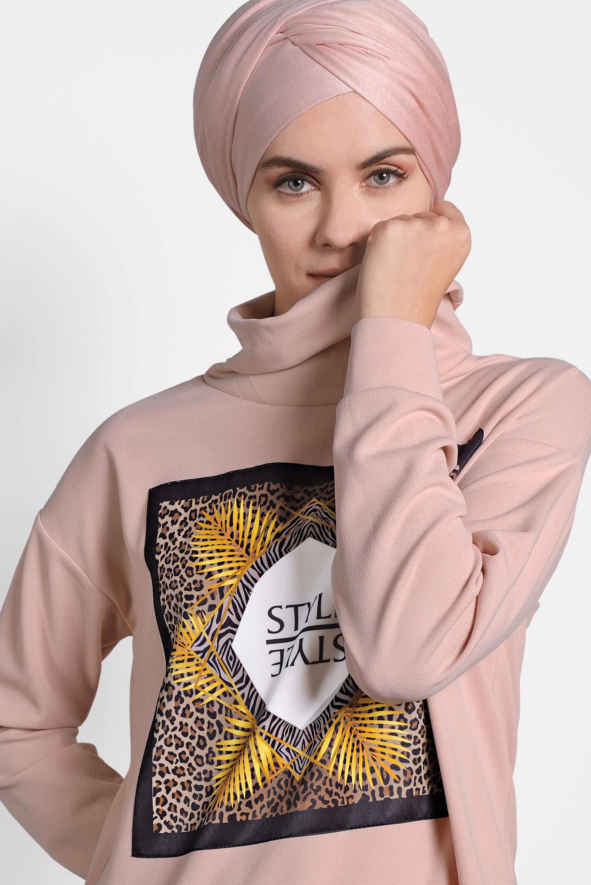 Tesettür giyim PUDRA BOĞAZLI TUNİK 40149 